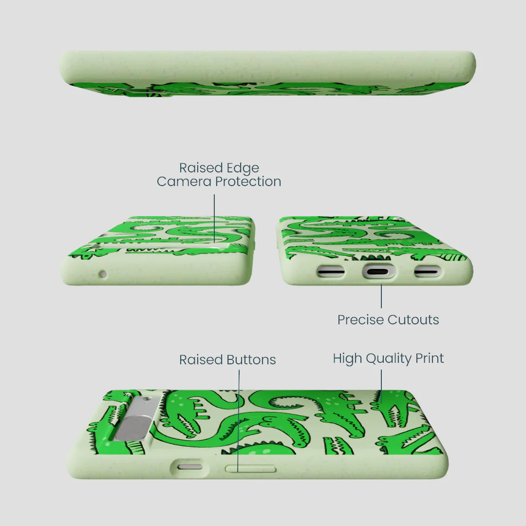 Sage Green Croc a Doodle Google Pixel 7a Case - Image 3