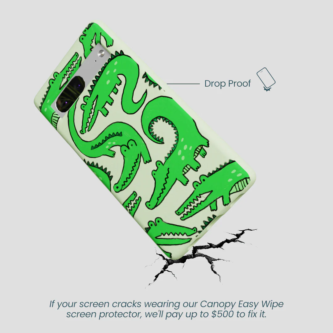 Sage Green Croc a Doodle Google Pixel 7a Case - Image 5