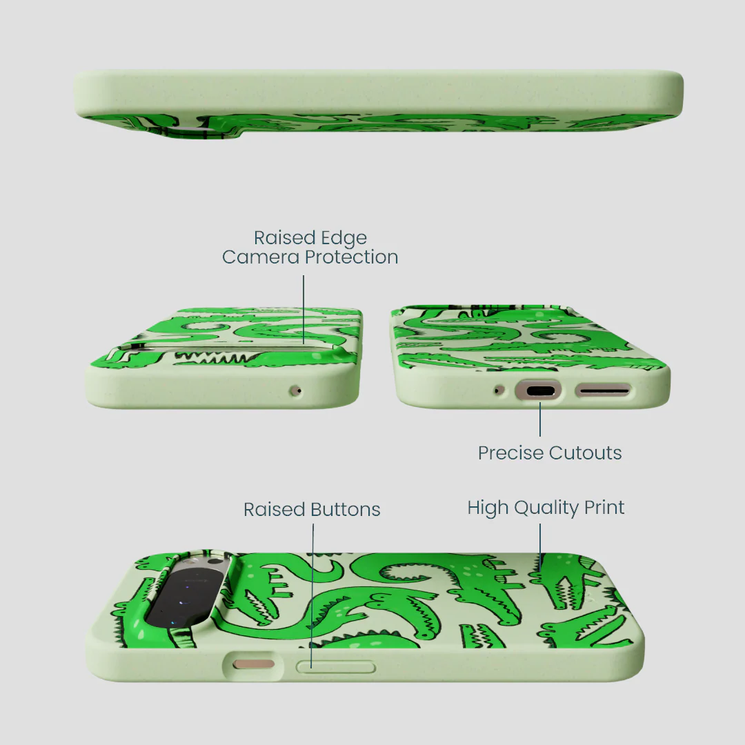 Sage Green Croc a Doodle Google Pixel 9 Pro XL Case - Image 3