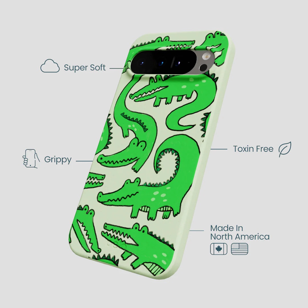 Sage Green Croc a Doodle Google Pixel 9 Pro XL Case - Image 4