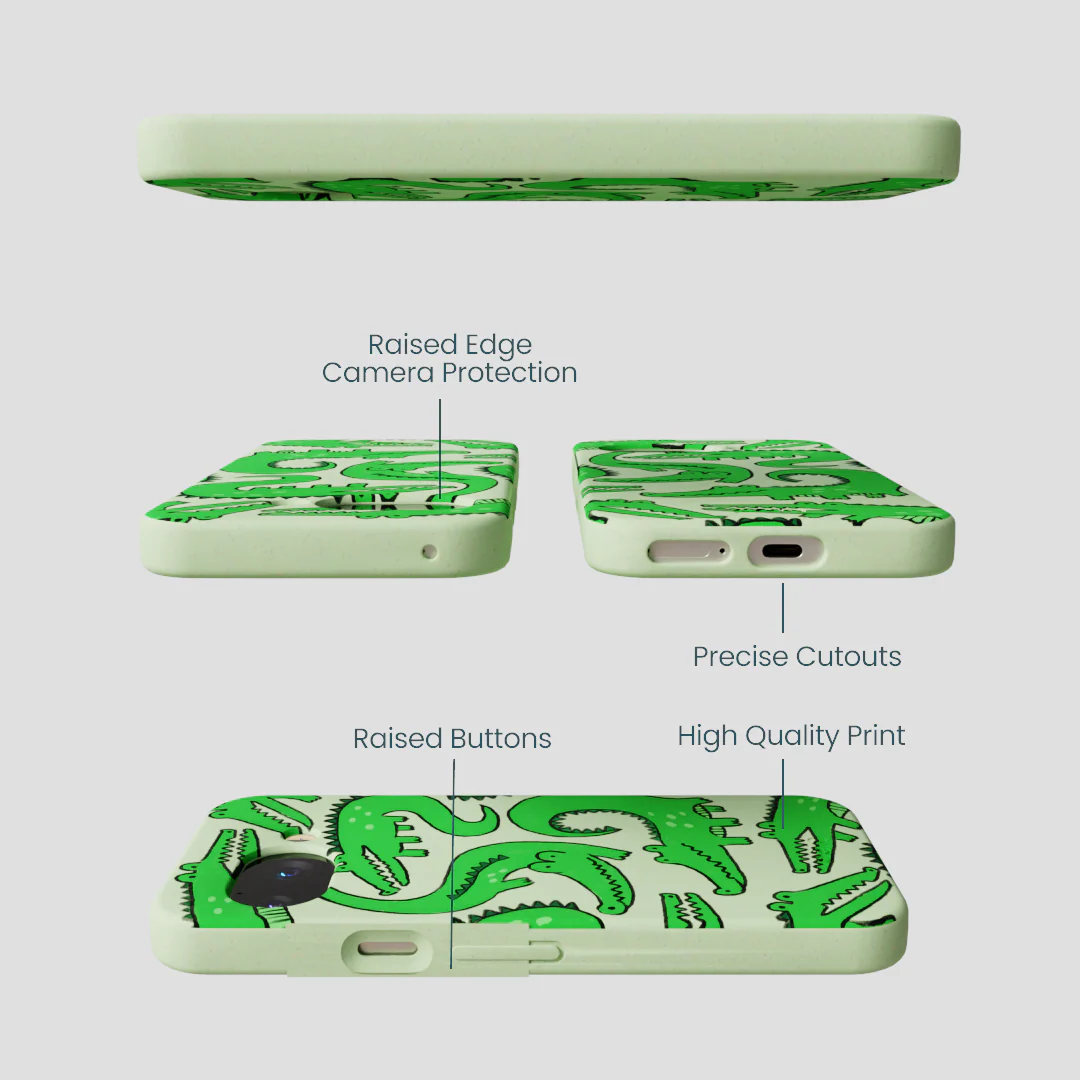 Sage Green Croc a Doodle Google Pixel 9a Case - Image 3