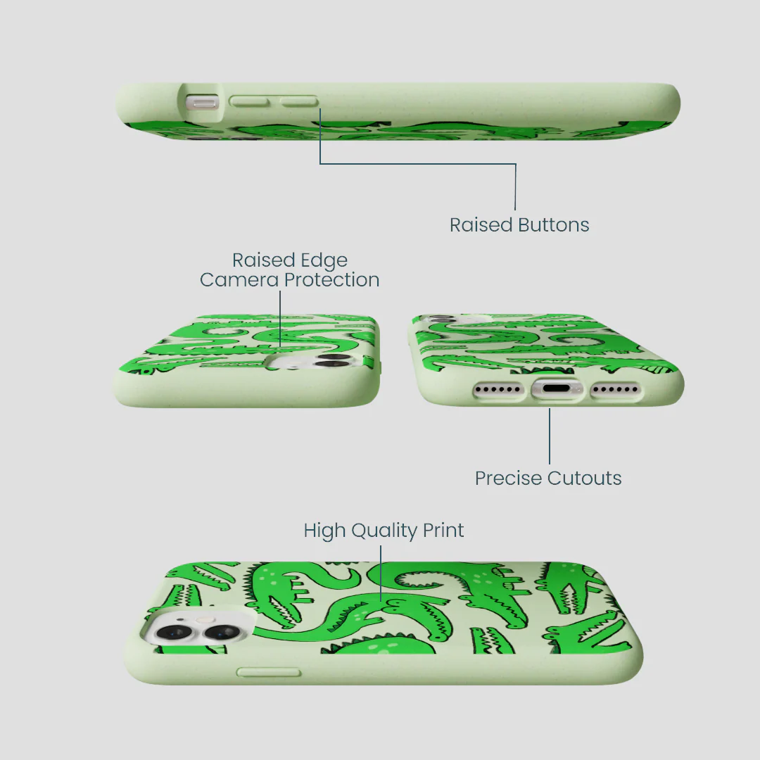 Sage Green Croc a Doodle iPhone 11 Case - Image 3