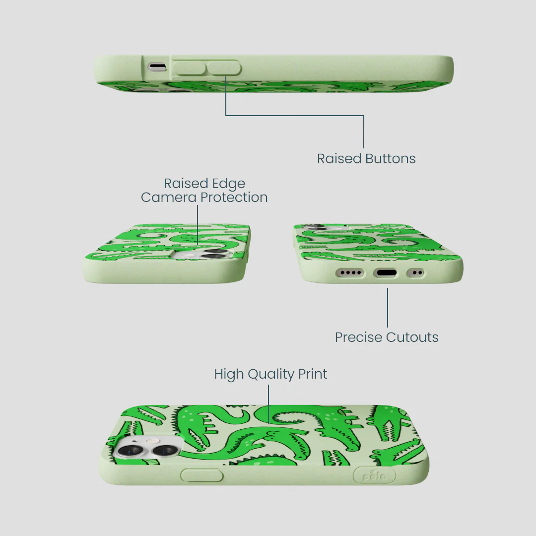 Sage Green Croc a Doodle iPhone 12 Mini Case - Image 3