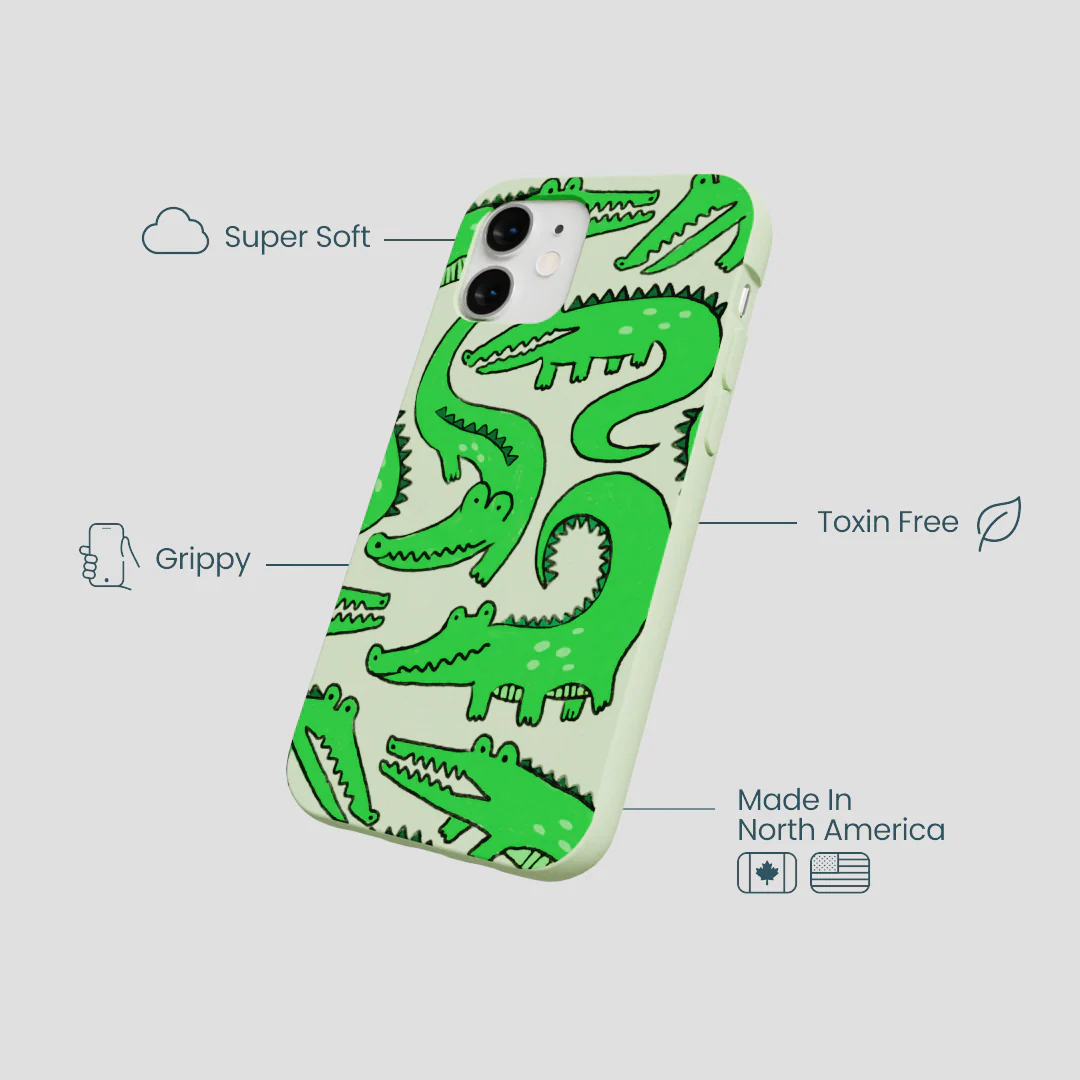 Sage Green Croc a Doodle iPhone 12 Mini Case - Image 4