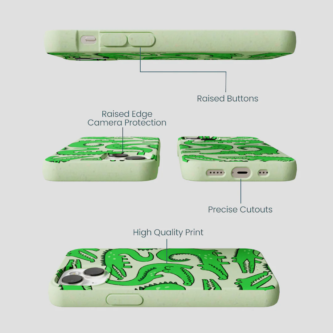 Sage Green Croc a Doodle iPhone 13 Case - Image 3