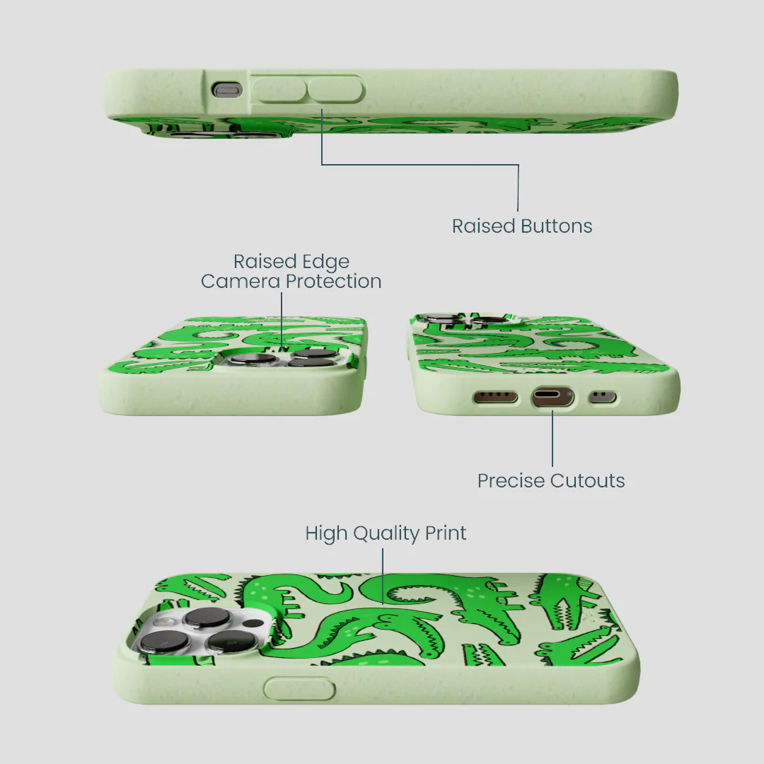 Sage Green Croc a Doodle iPhone 13 Pro Case - Image 3
