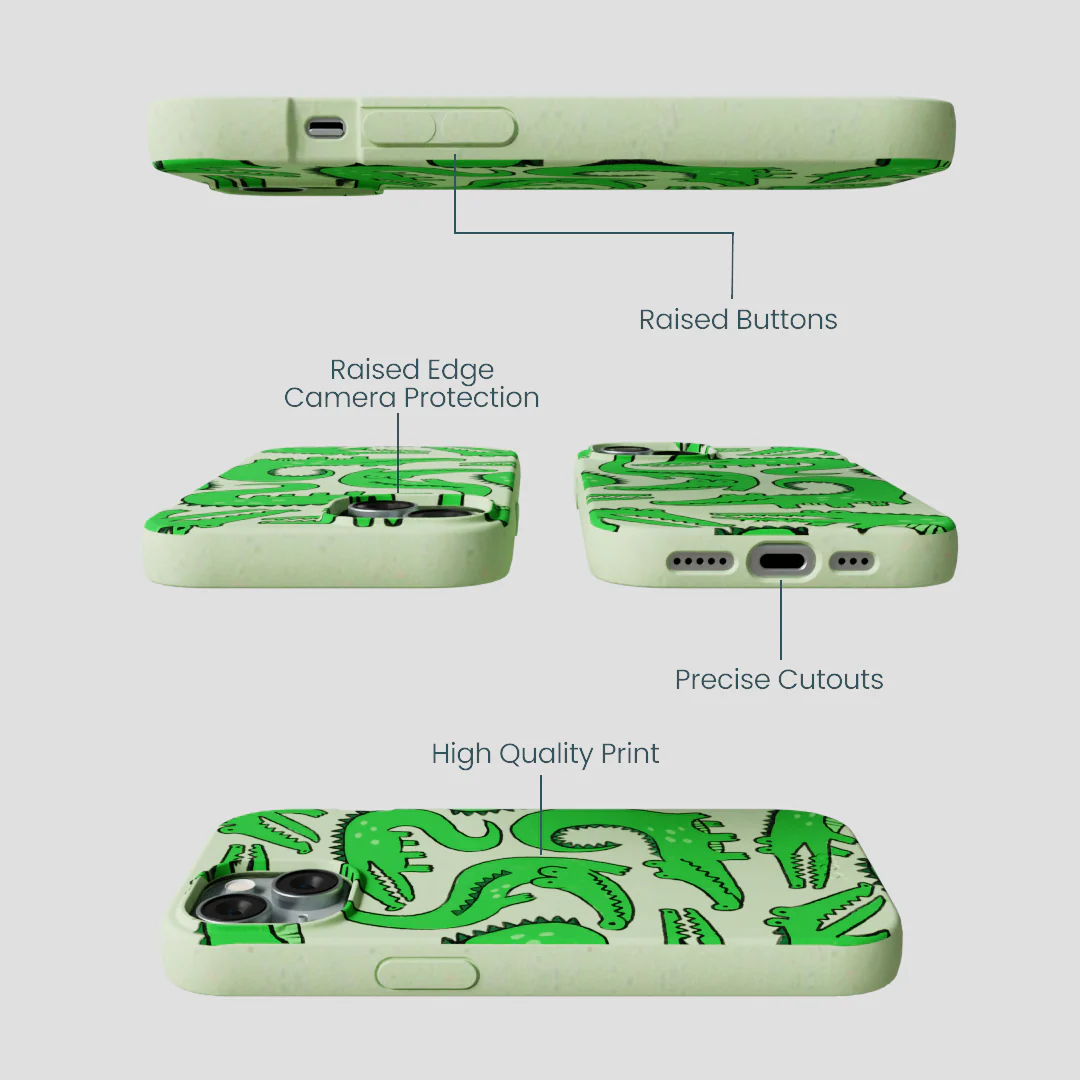 Sage Green Croc a Doodle iPhone 14 Case - Image 3