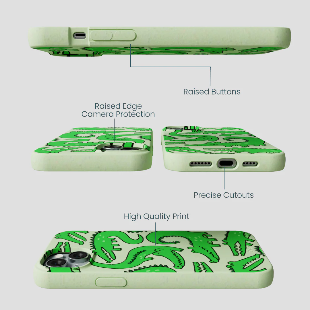 Sage Green Croc a Doodle iPhone 15 Plus Case - Image 3