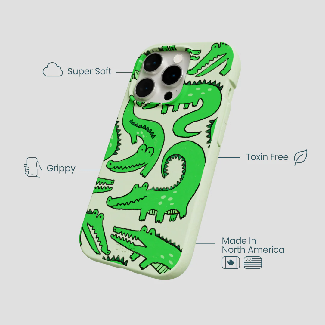 Sage Green Croc a Doodle iPhone 15 Pro Case - Image 4