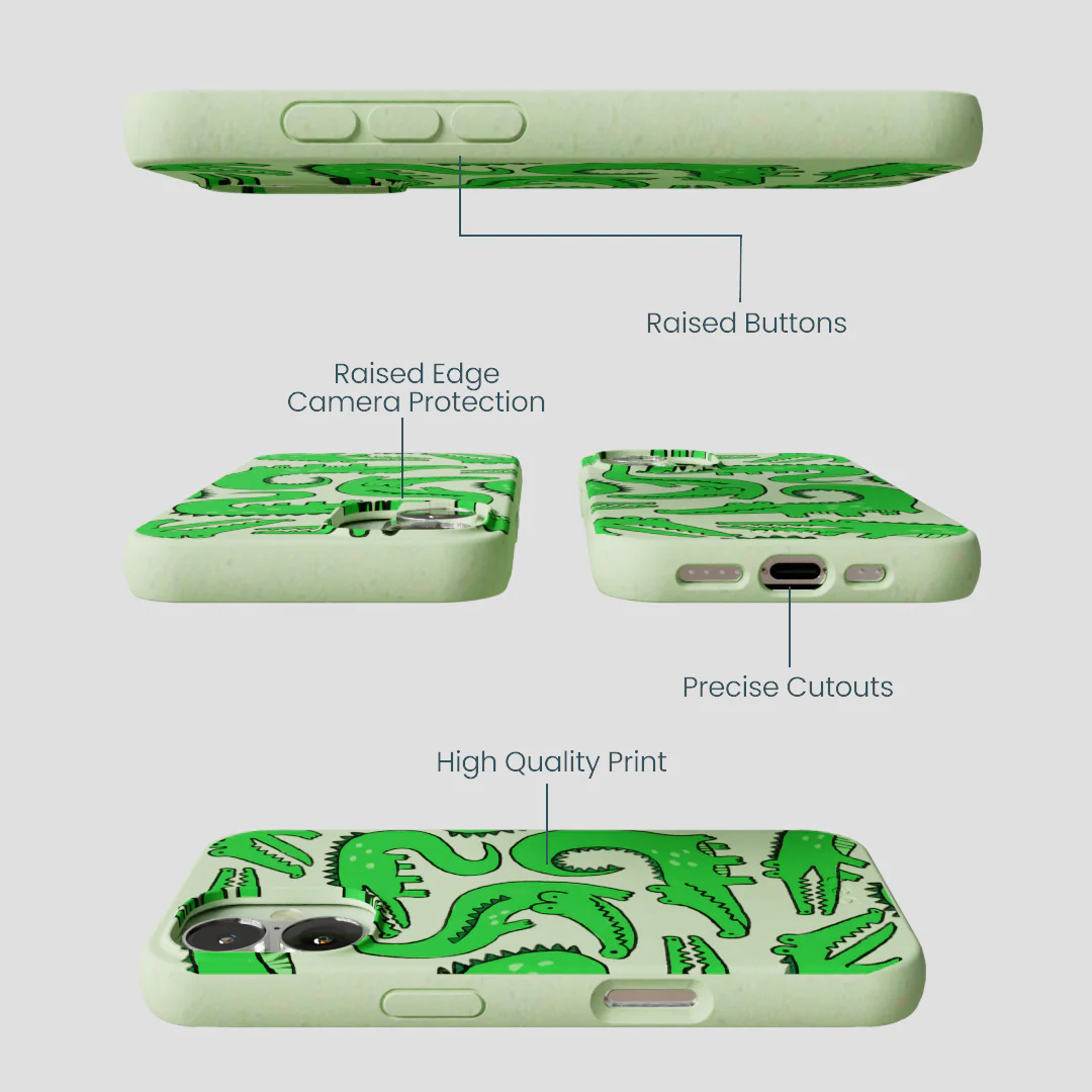 Sage Green Croc a Doodle iPhone 16 Case - Image 3