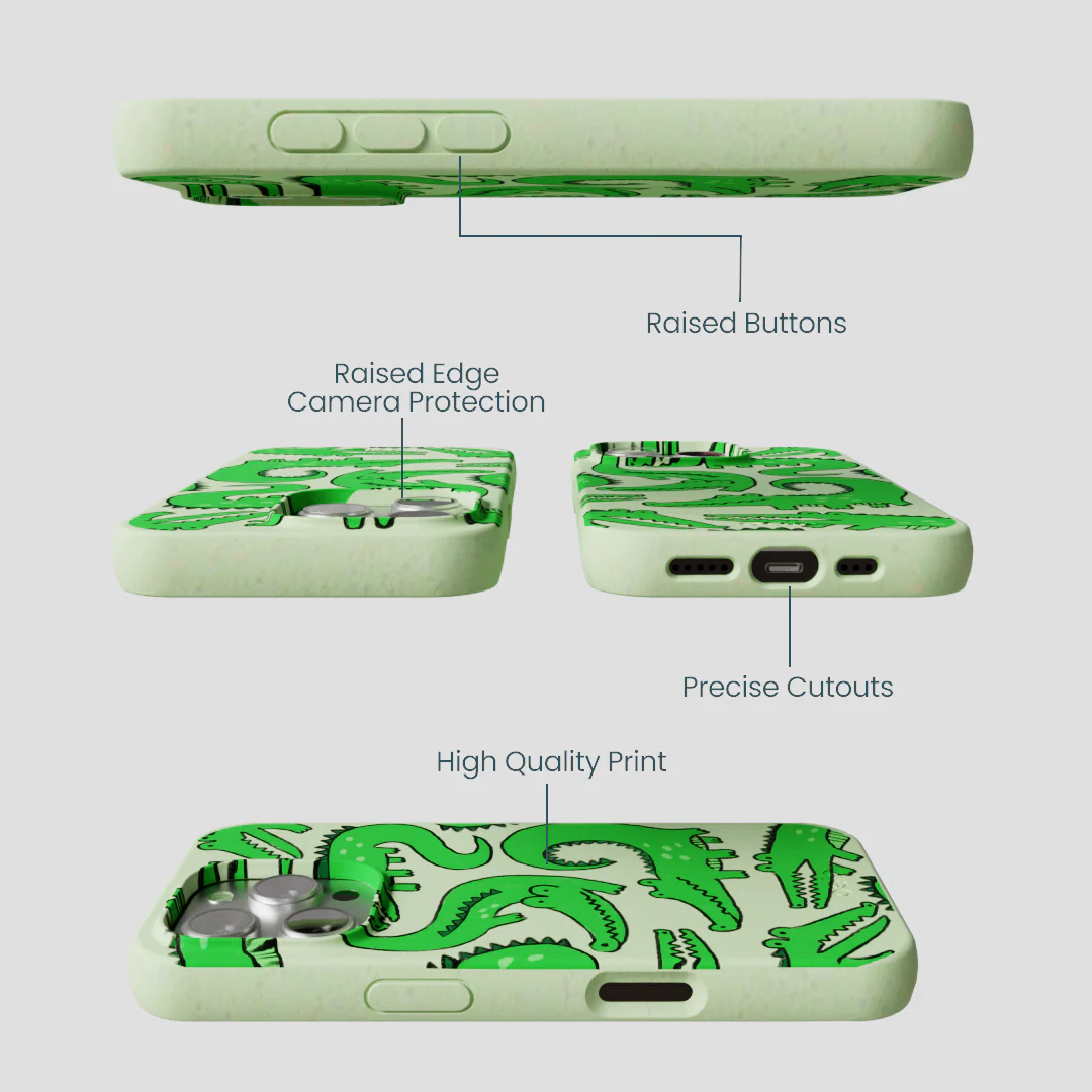 Sage Green Croc a Doodle iPhone 16 Pro Case - Image 3