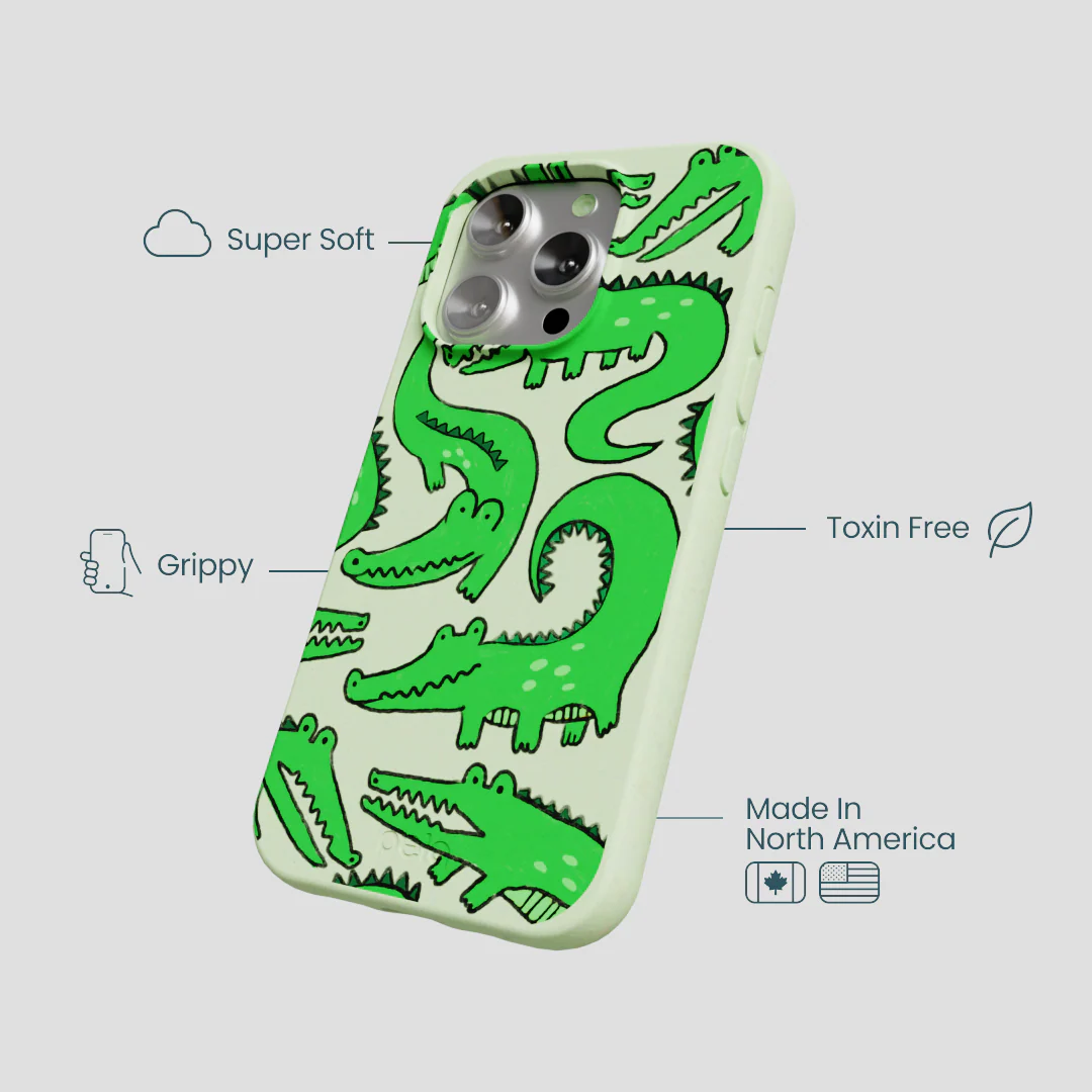 Sage Green Croc a Doodle iPhone 16 Pro Case - Image 4