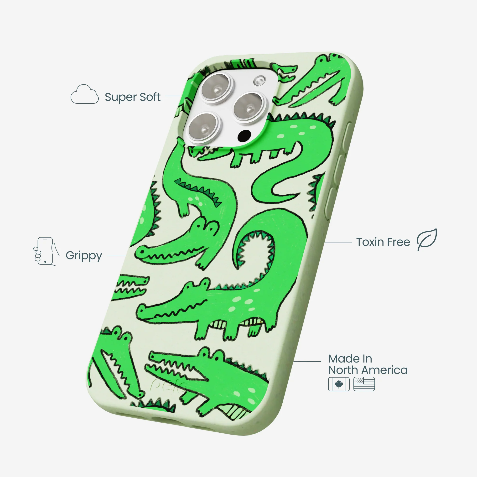 Sage Green Croc a Doodle iPhone 16 Pro Max Case - Image 4