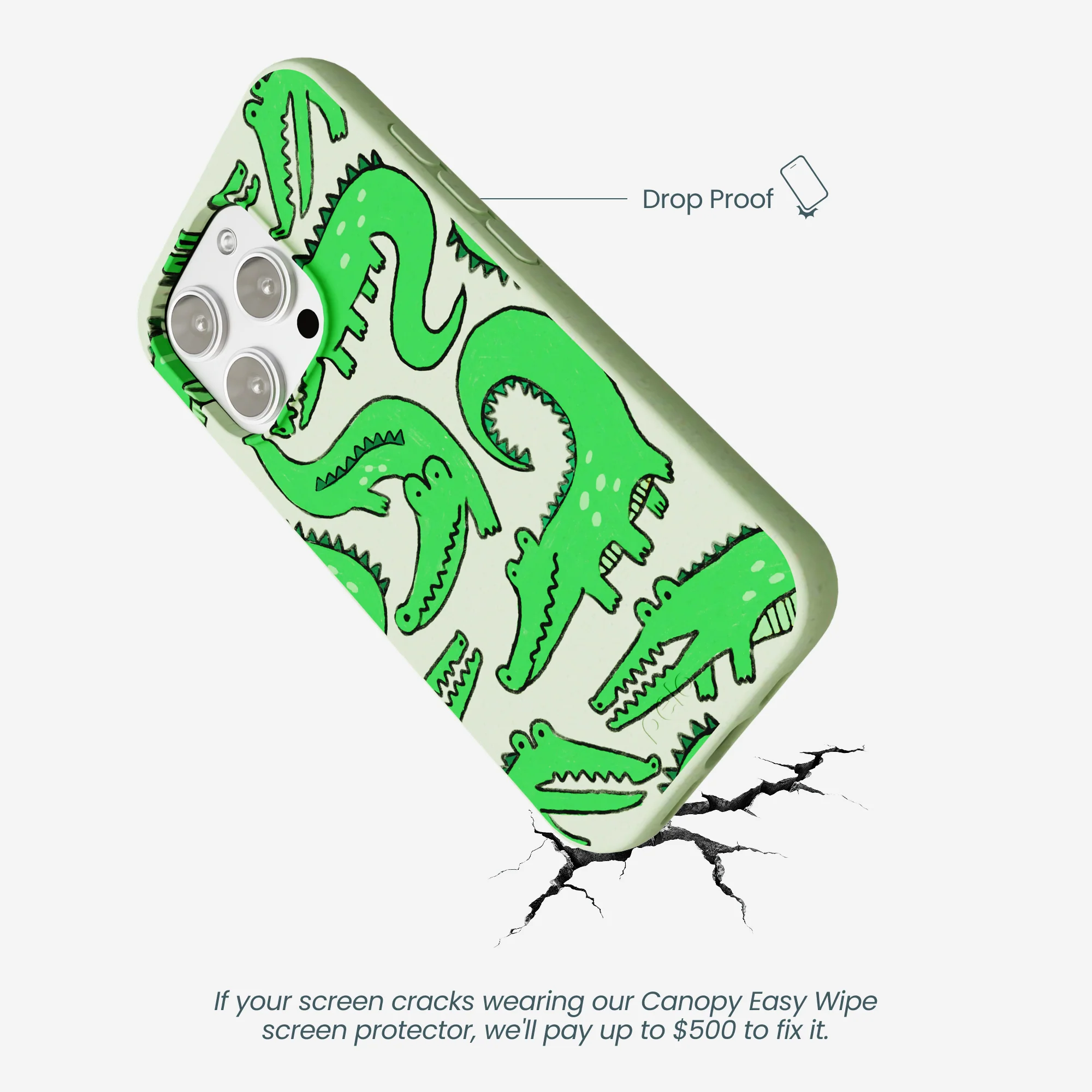 Sage Green Croc a Doodle iPhone 16 Pro Max Case - Image 5