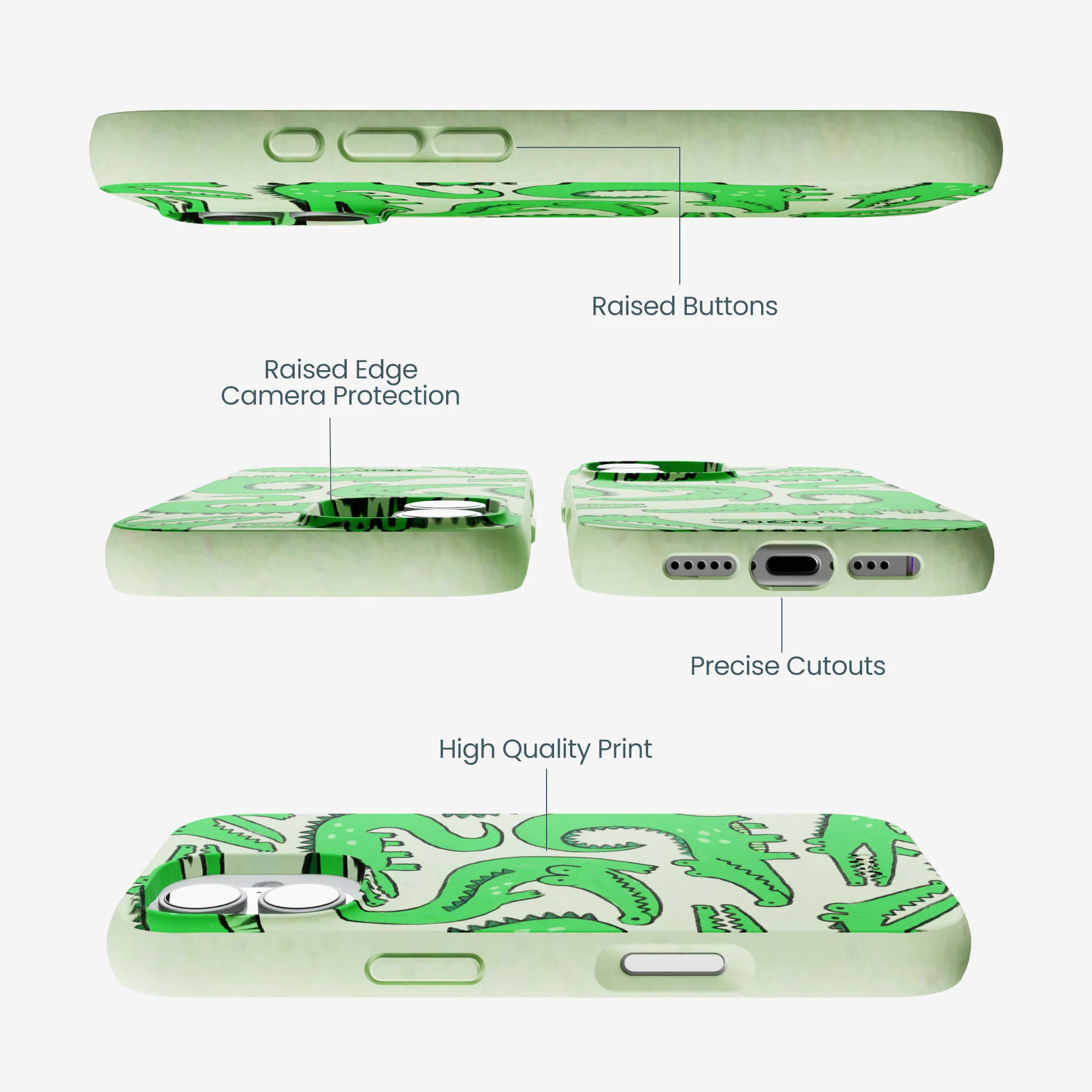 Sage Green Croc a Doodle iPhone 17 Case - Image 3