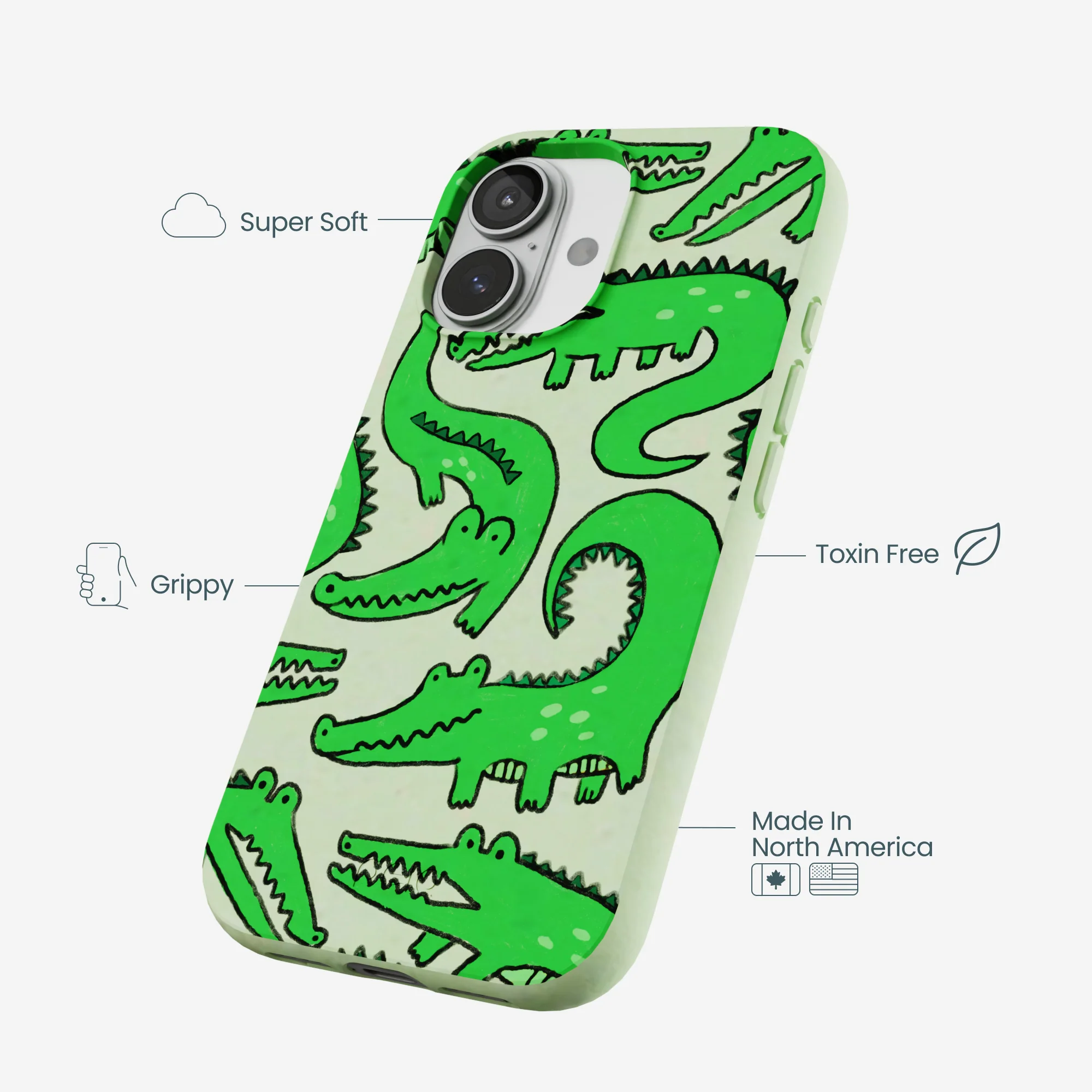Sage Green Croc a Doodle iPhone 17 Case - Image 4