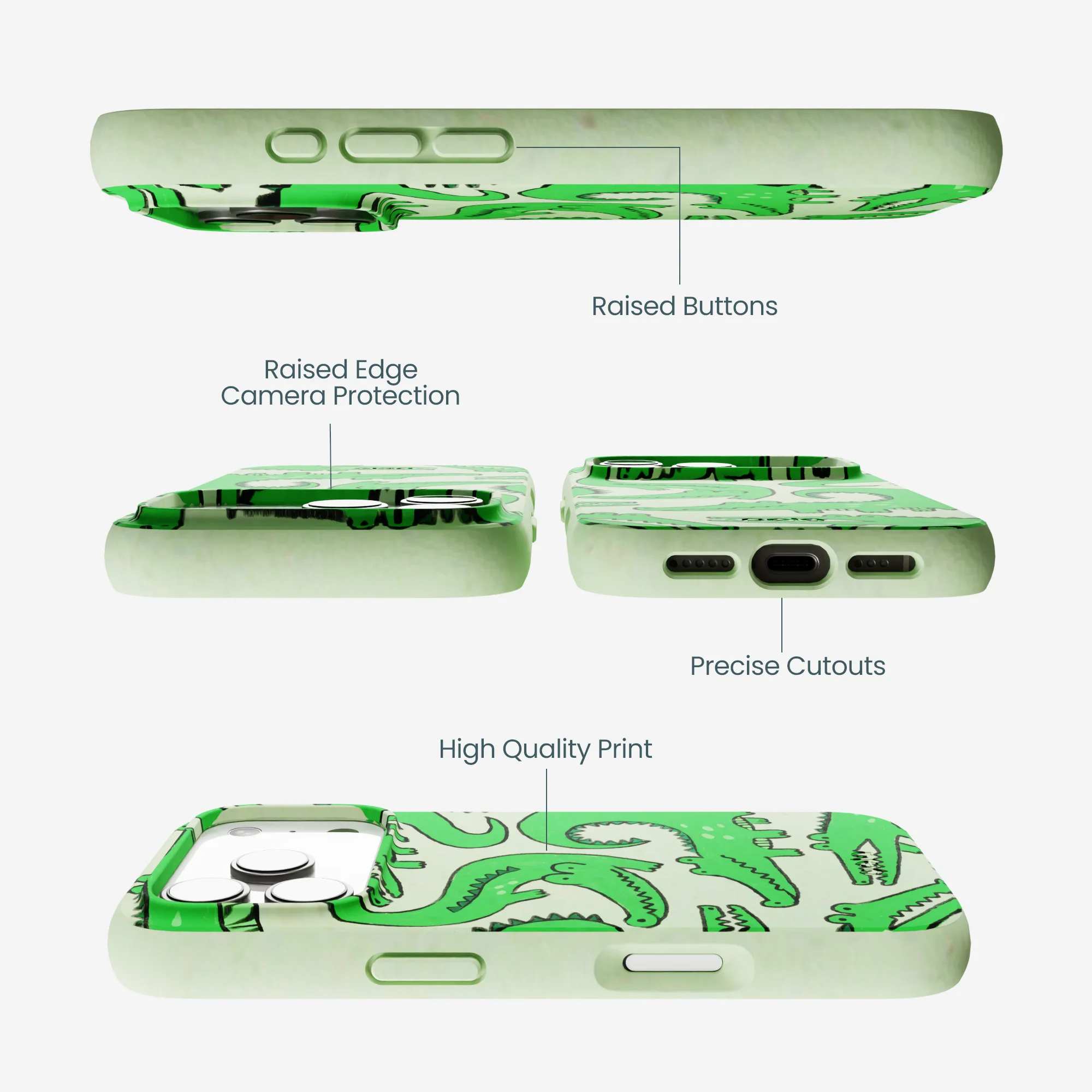 Sage Green Croc a Doodle iPhone 17 Pro Case - Image 3