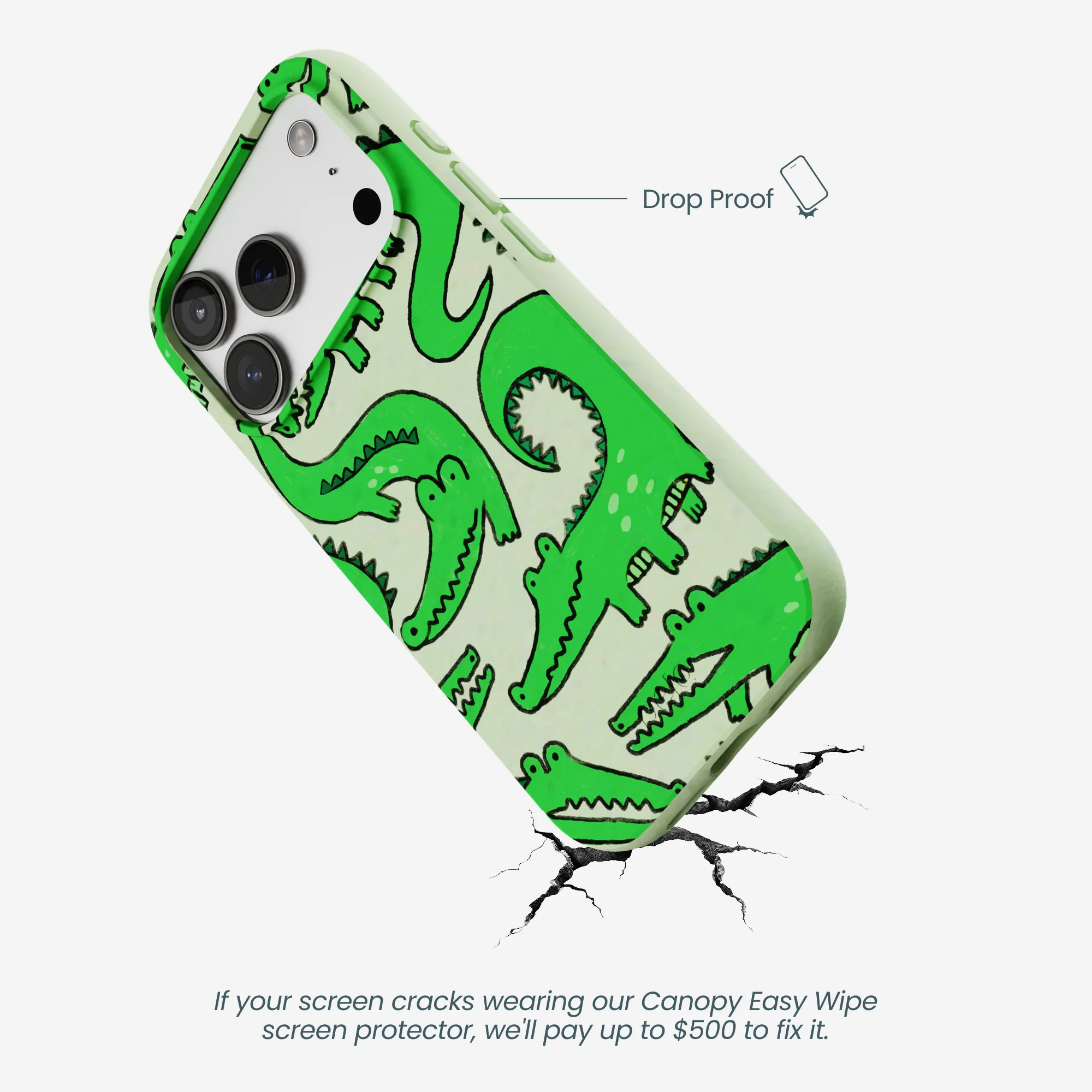 Sage Green Croc a Doodle iPhone 17 Pro Case - Image 5