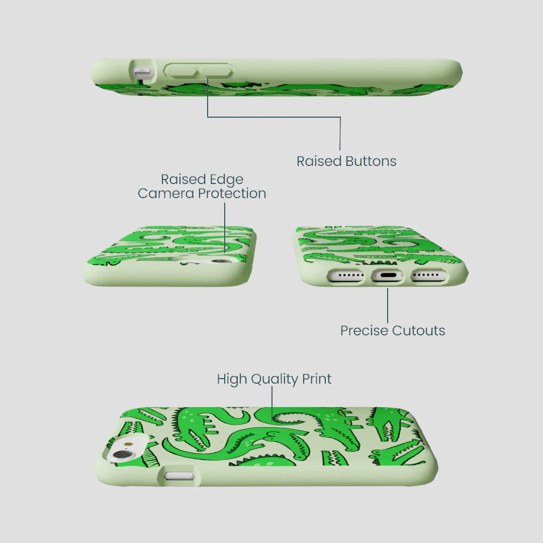 Sage Green Croc a Doodle iPhone 6/6s/7/8/SE Case - Image 3