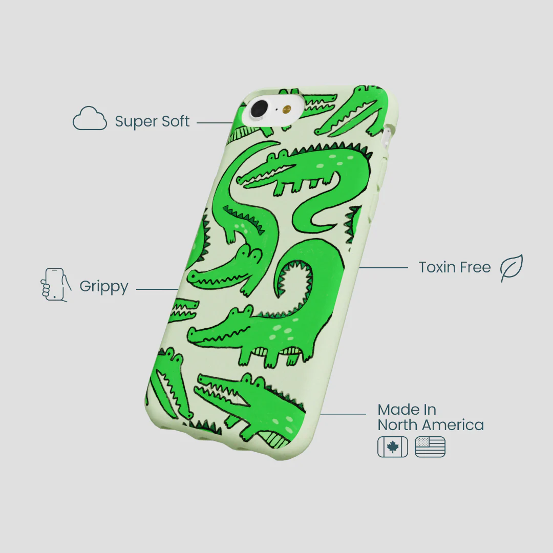 Sage Green Croc a Doodle iPhone 6/6s/7/8/SE Case - Image 4