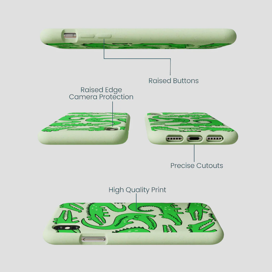 Sage Green Croc a Doodle iPhone XR Case - Image 3