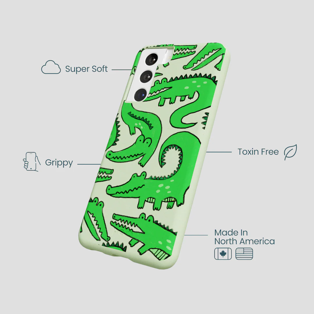 Sage Green Croc a Doodle Samsung Galaxy S22 Case - Image 4