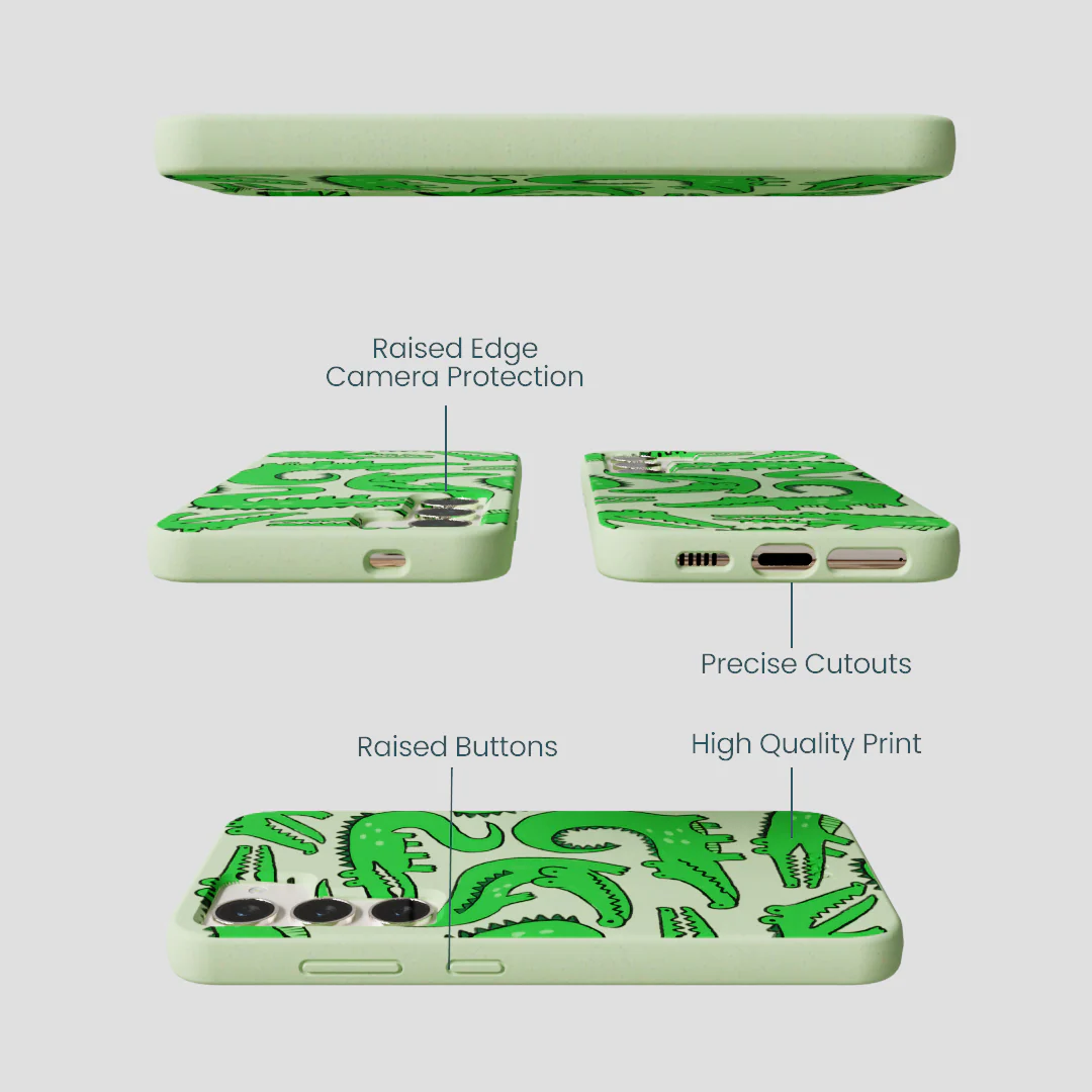 Sage Green Croc a Doodle Samsung Galaxy S24 Case - Image 3