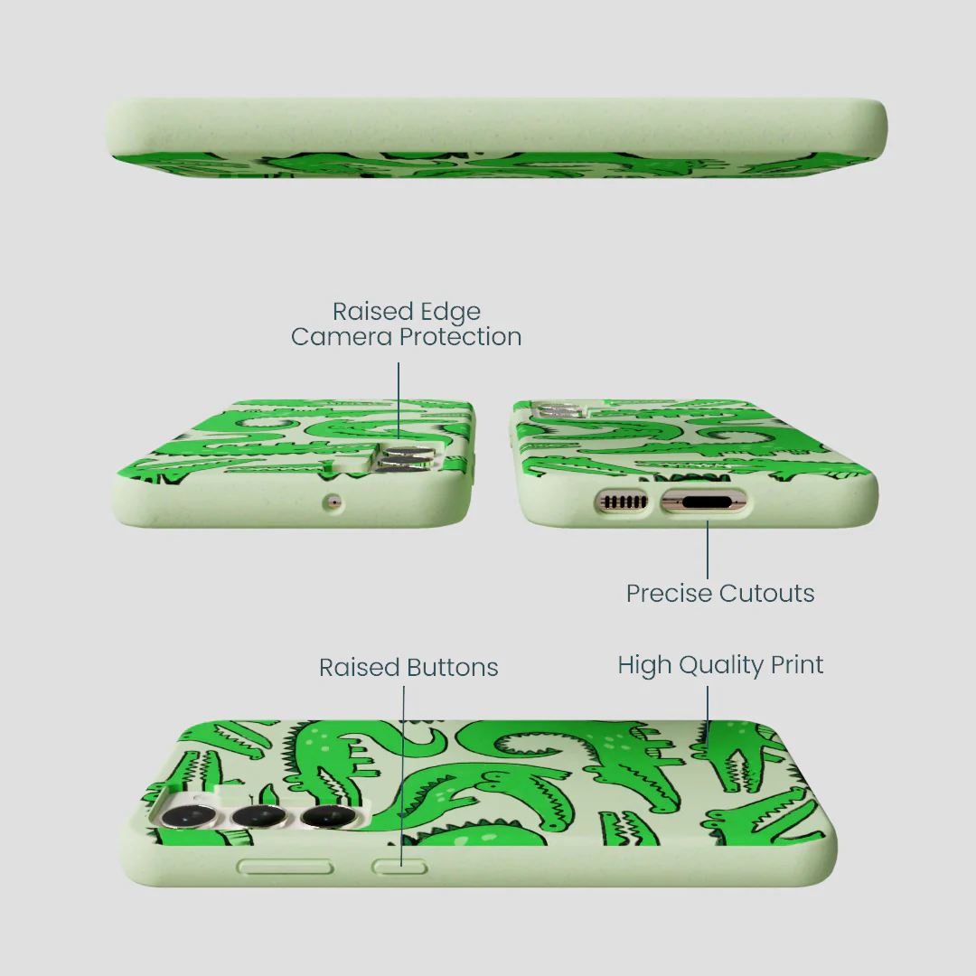 Sage Green Croc a Doodle Samsung Galaxy S24+(Plus) Case - Image 3