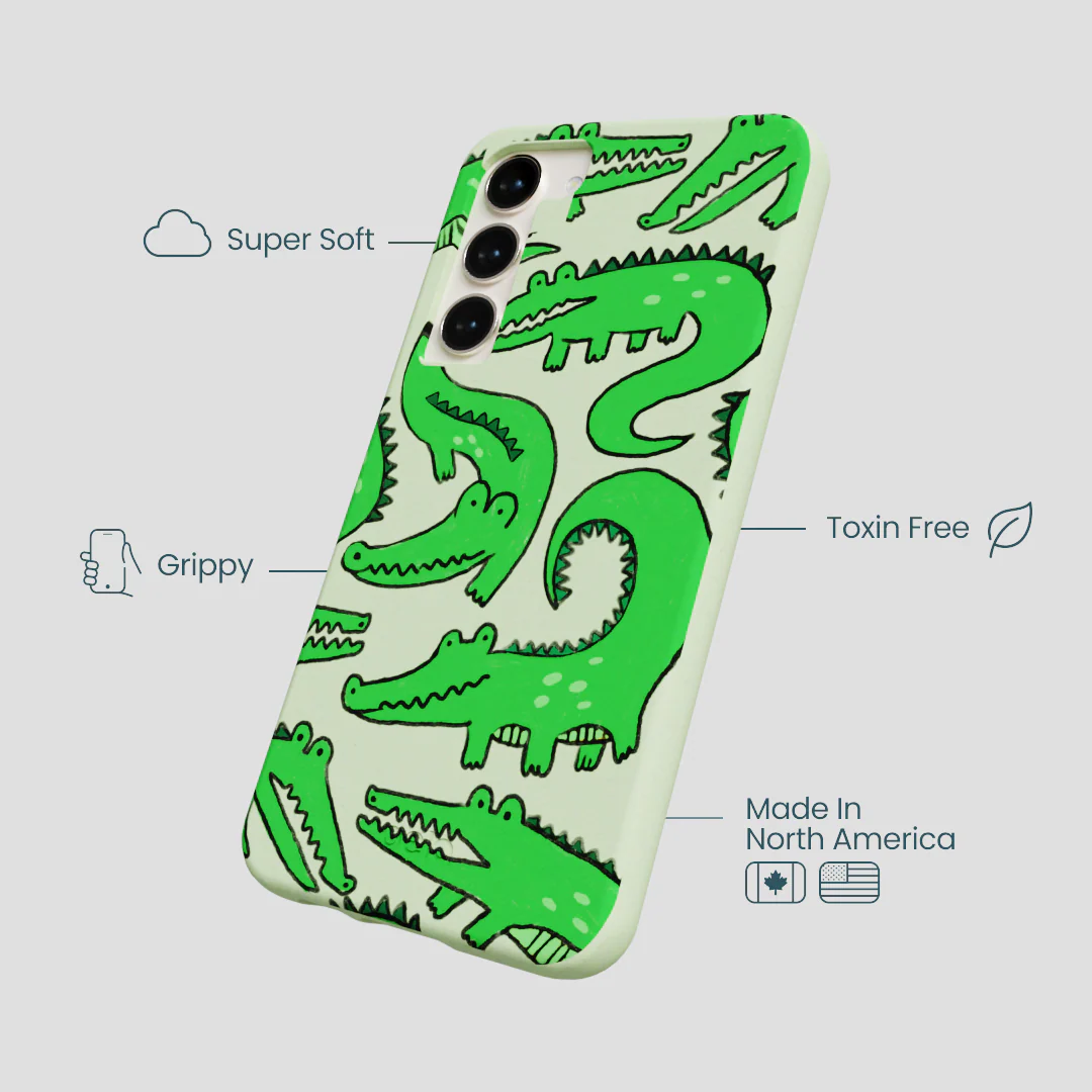 Sage Green Croc a Doodle Samsung Galaxy S24+(Plus) Case - Image 4