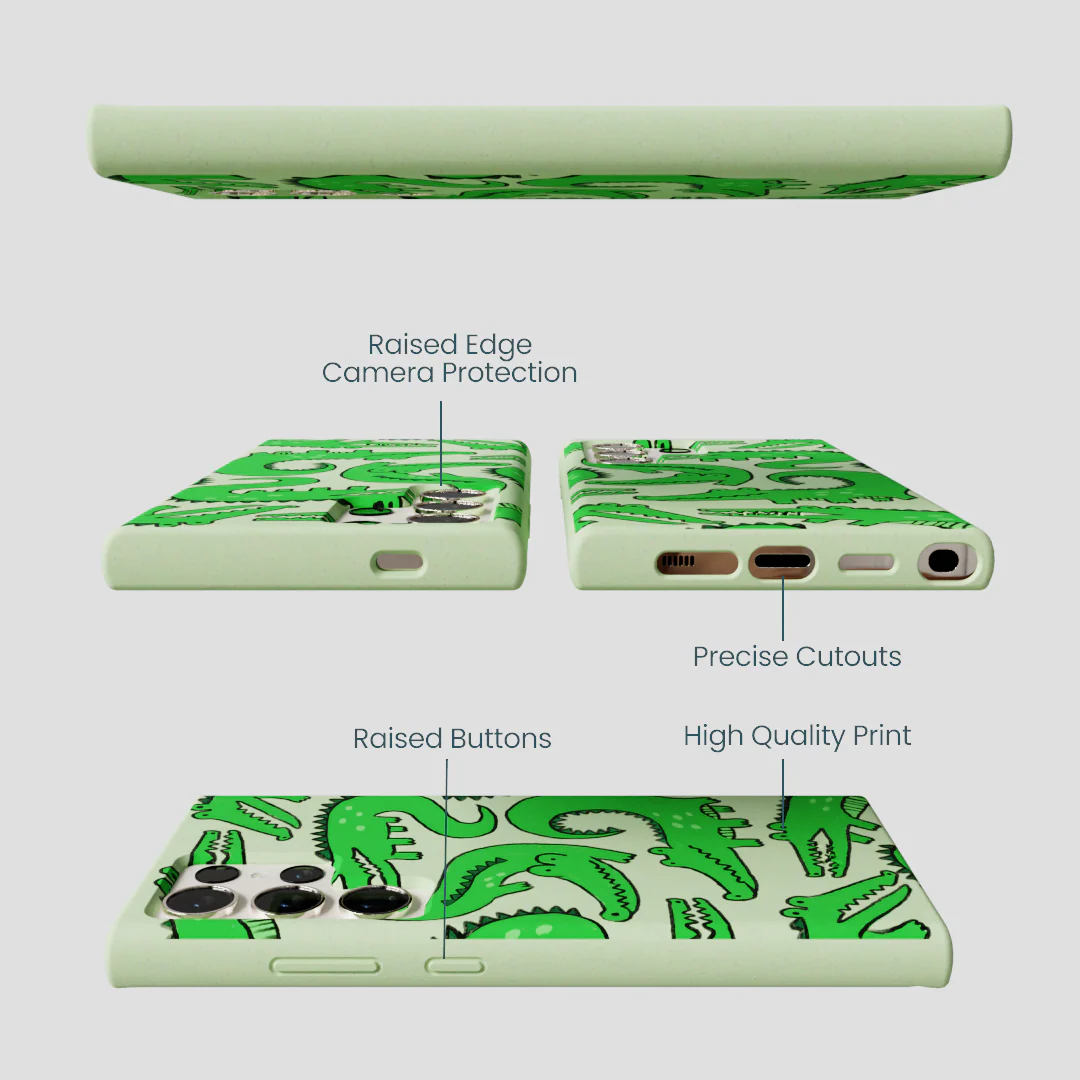 Sage Green Croc a Doodle Samsung Galaxy S24 Ultra Case - Image 3