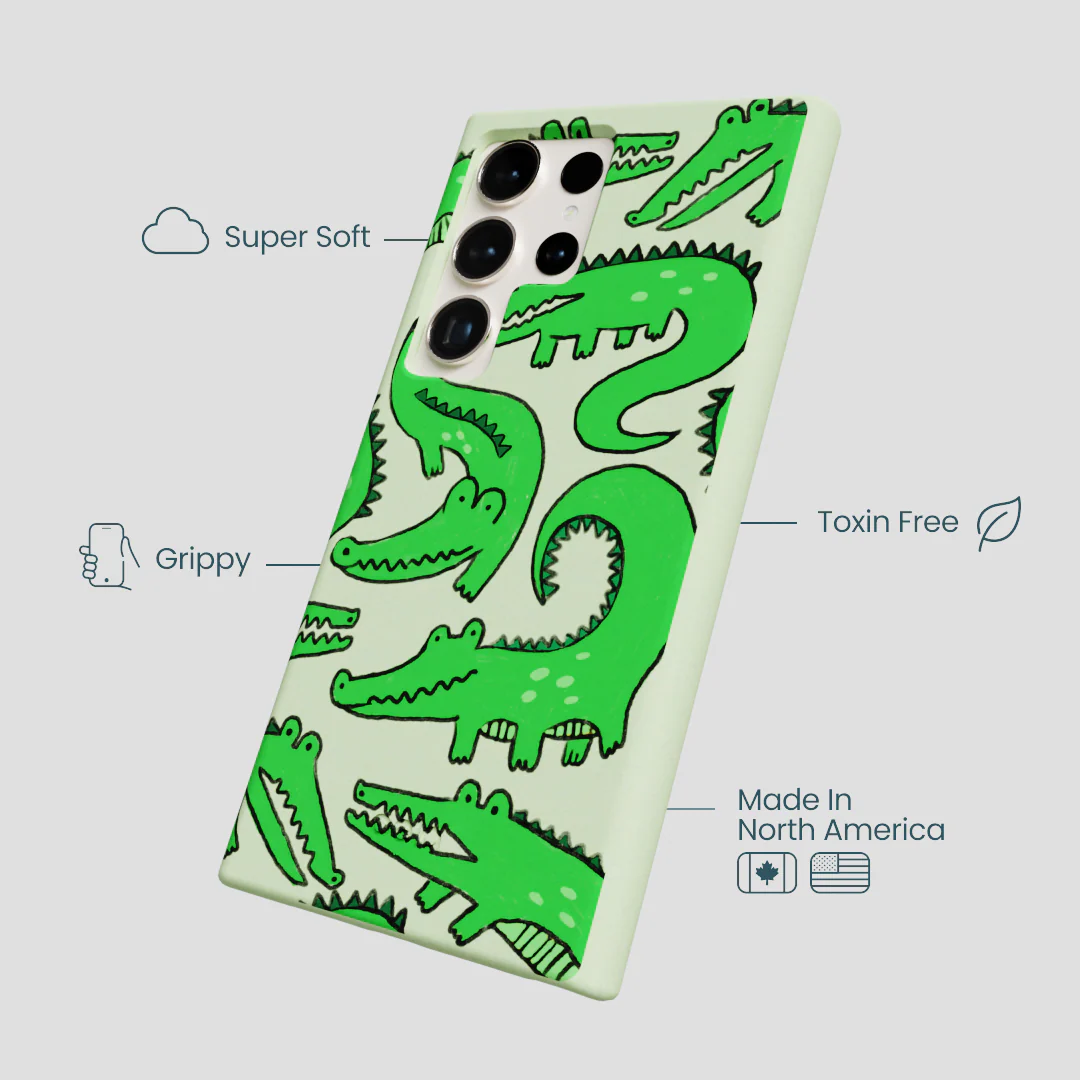 Sage Green Croc a Doodle Samsung Galaxy S24 Ultra Case - Image 4