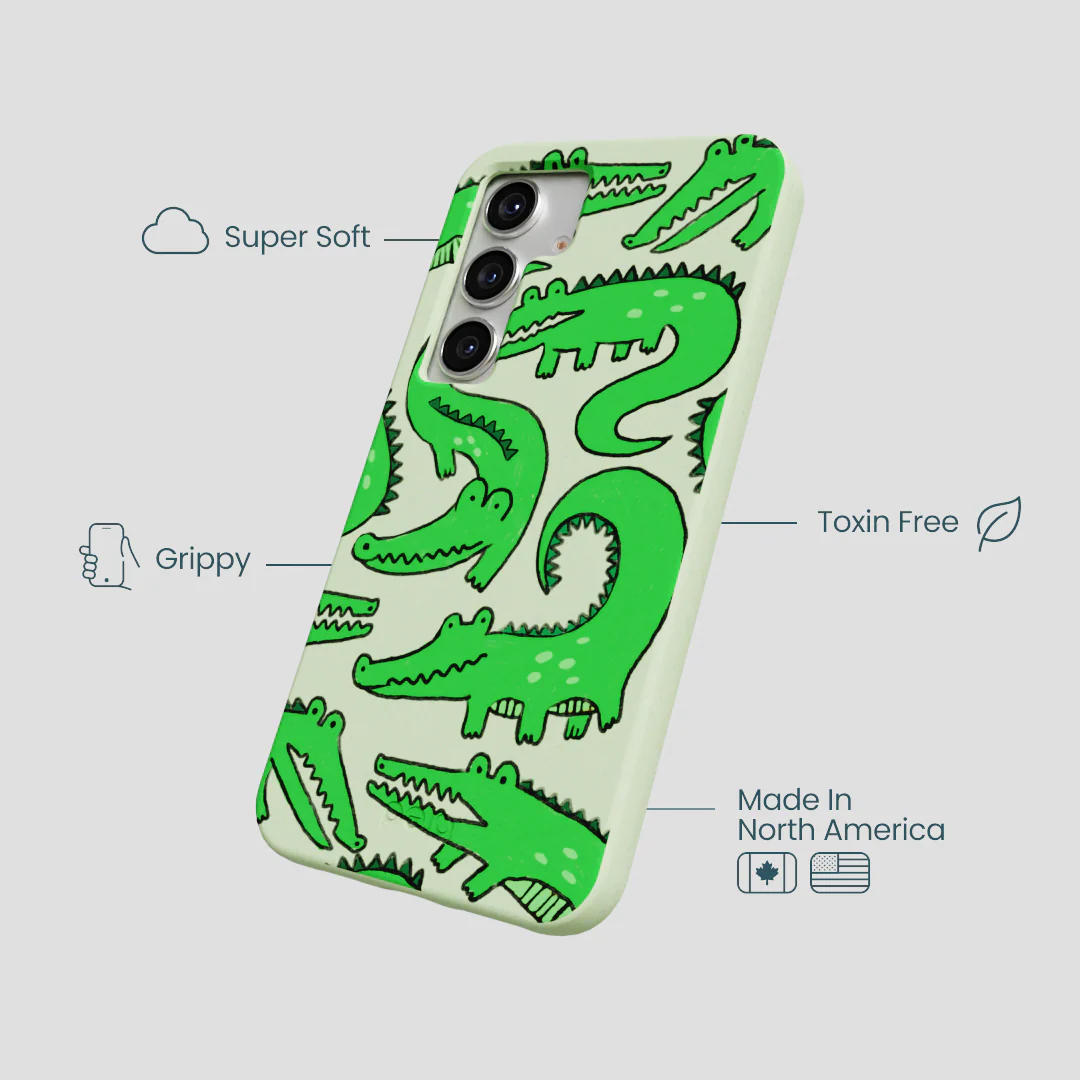 Sage Green Croc a Doodle Samsung Galaxy S25 Case - Image 4