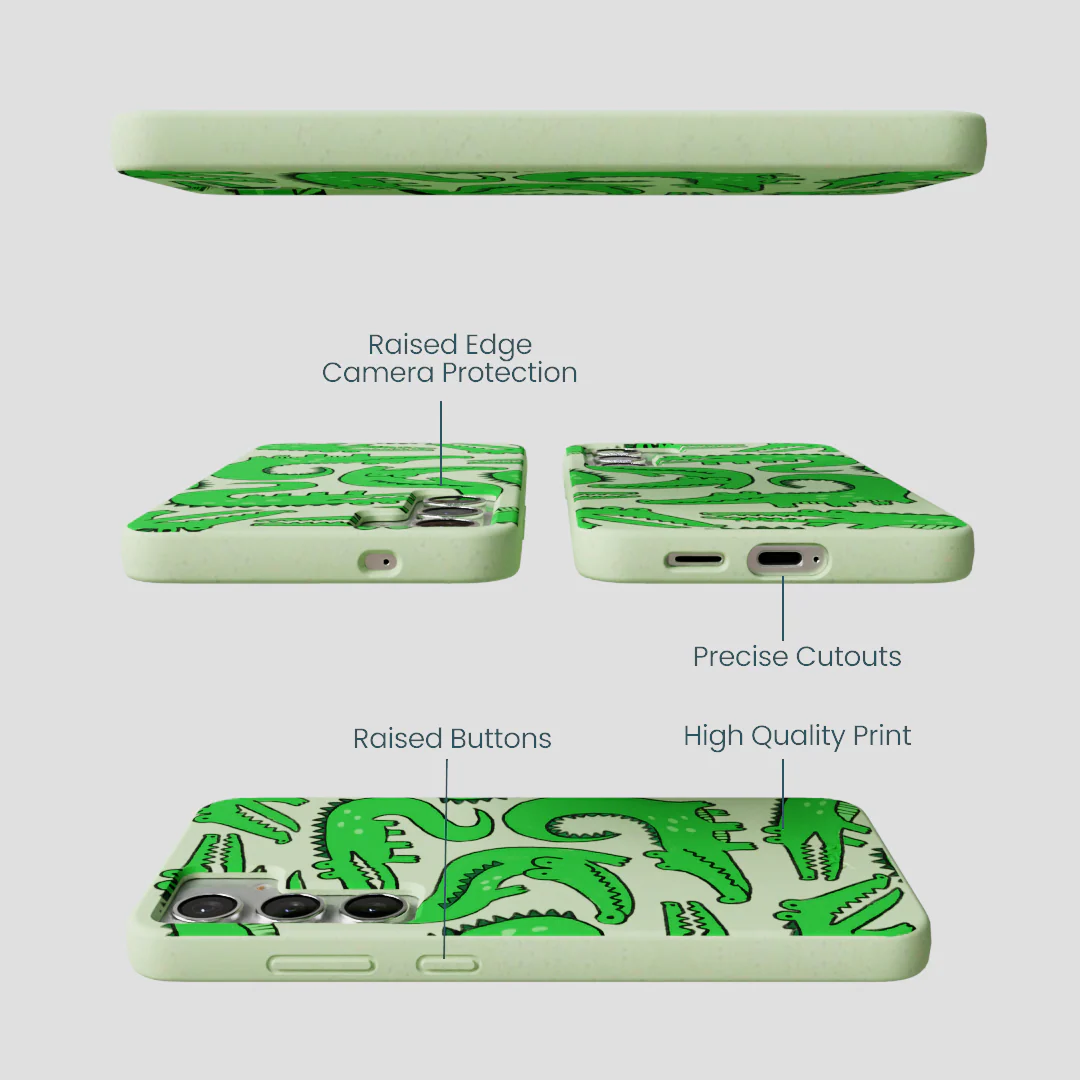 Sage Green Croc a Doodle Samsung Galaxy S25+(Plus) Case - Image 3