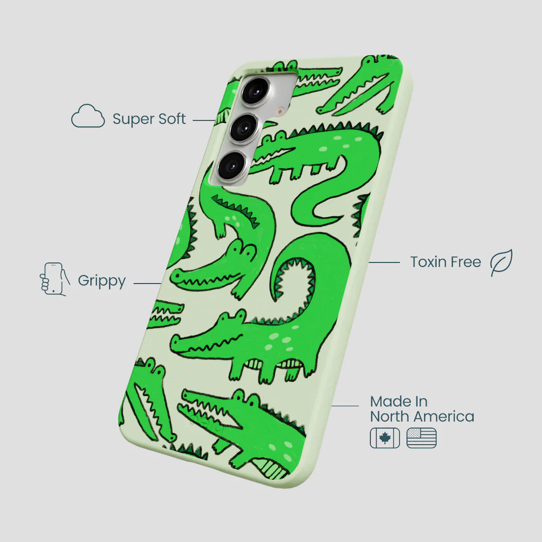 Sage Green Croc a Doodle Samsung Galaxy S25+(Plus) Case - Image 4