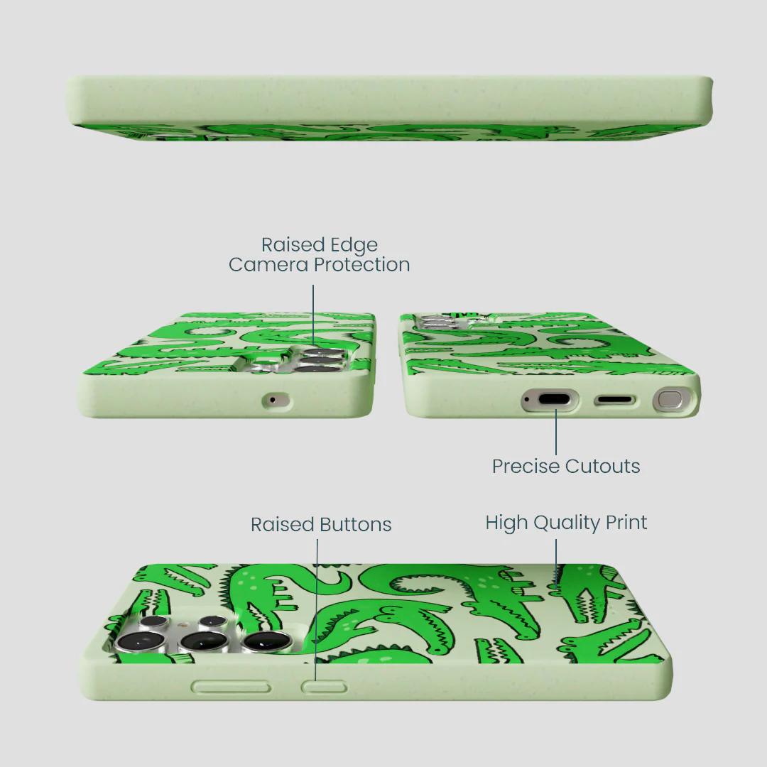 Sage Green Croc a Doodle Samsung Galaxy S25 Ultra Case - Image 3