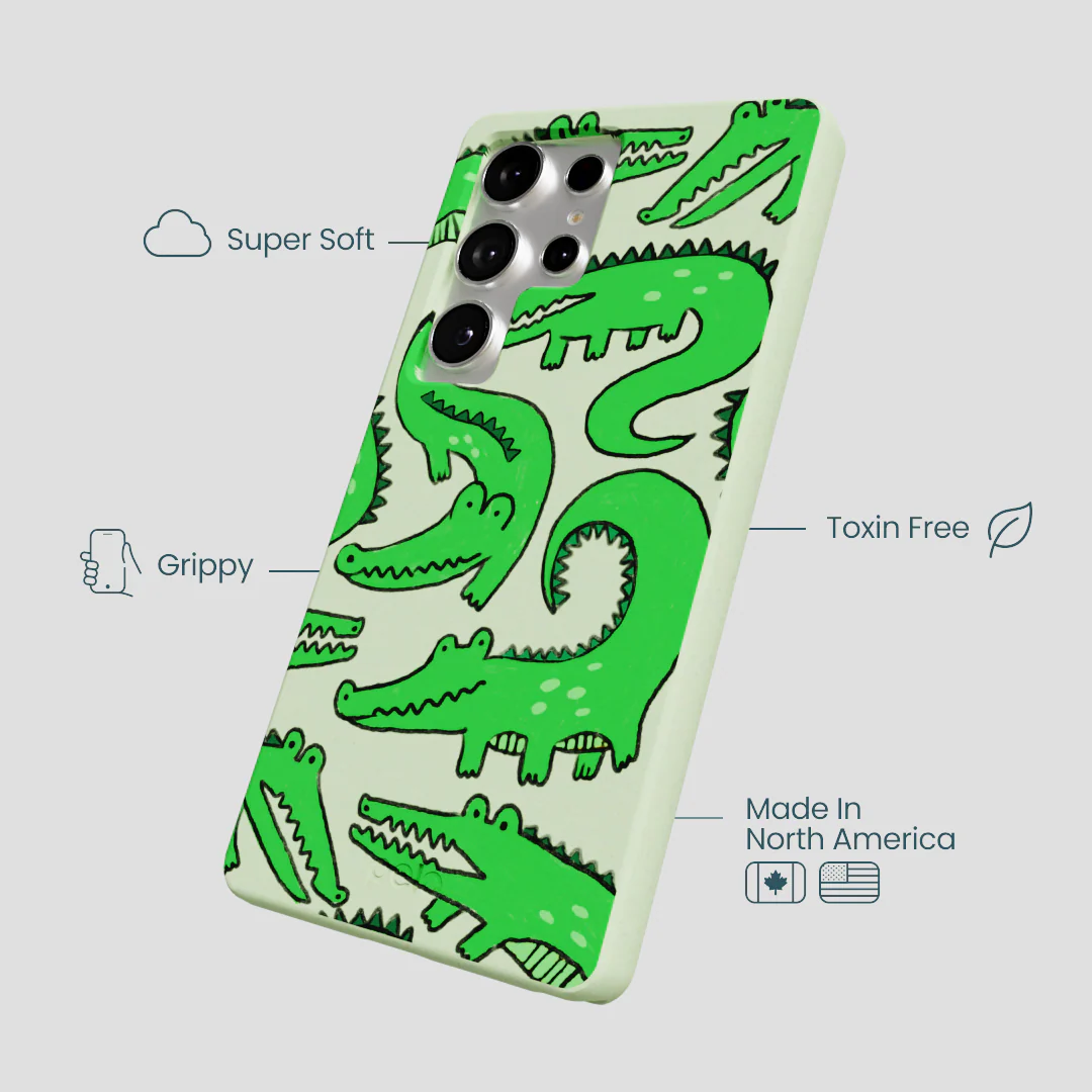 Sage Green Croc a Doodle Samsung Galaxy S25 Ultra Case - Image 4