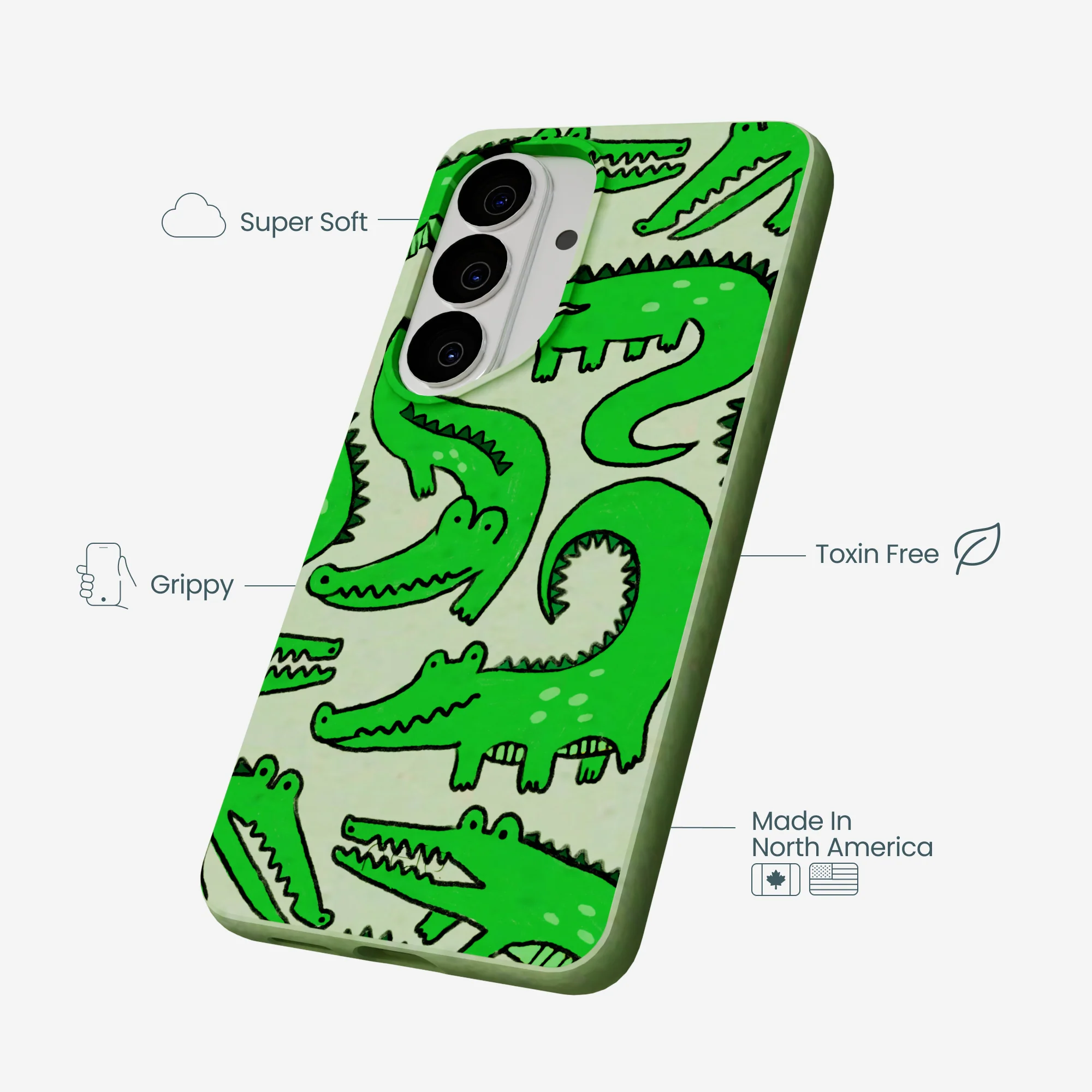 Sage Green Croc a Doodle Samsung Galaxy S26 Case - Image 4