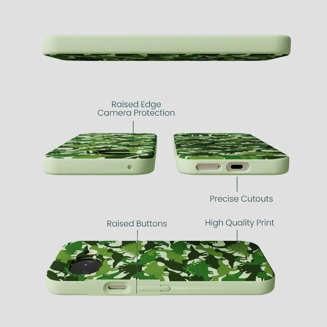 Sage Green Dino Camo Google Pixel 9a Case - Image 2