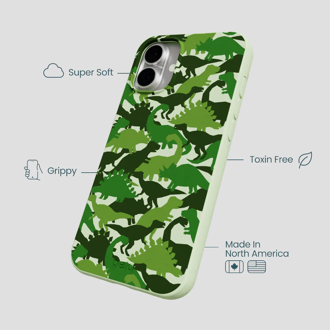 Sage Green Dino Camo iPhone 16 Plus Case - Image 4