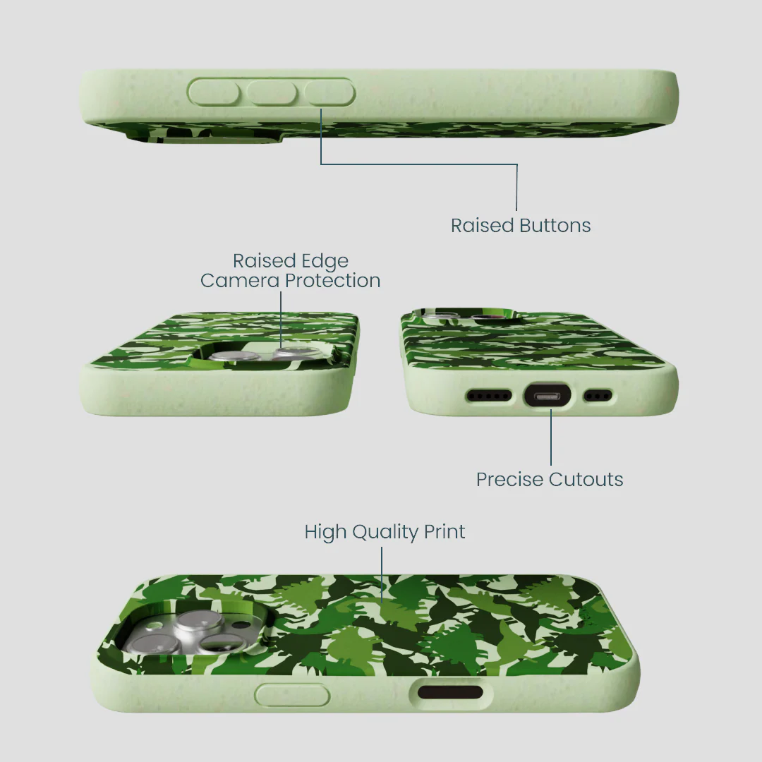 Sage Green Dino Camo iPhone 16 Pro Case - Image 3