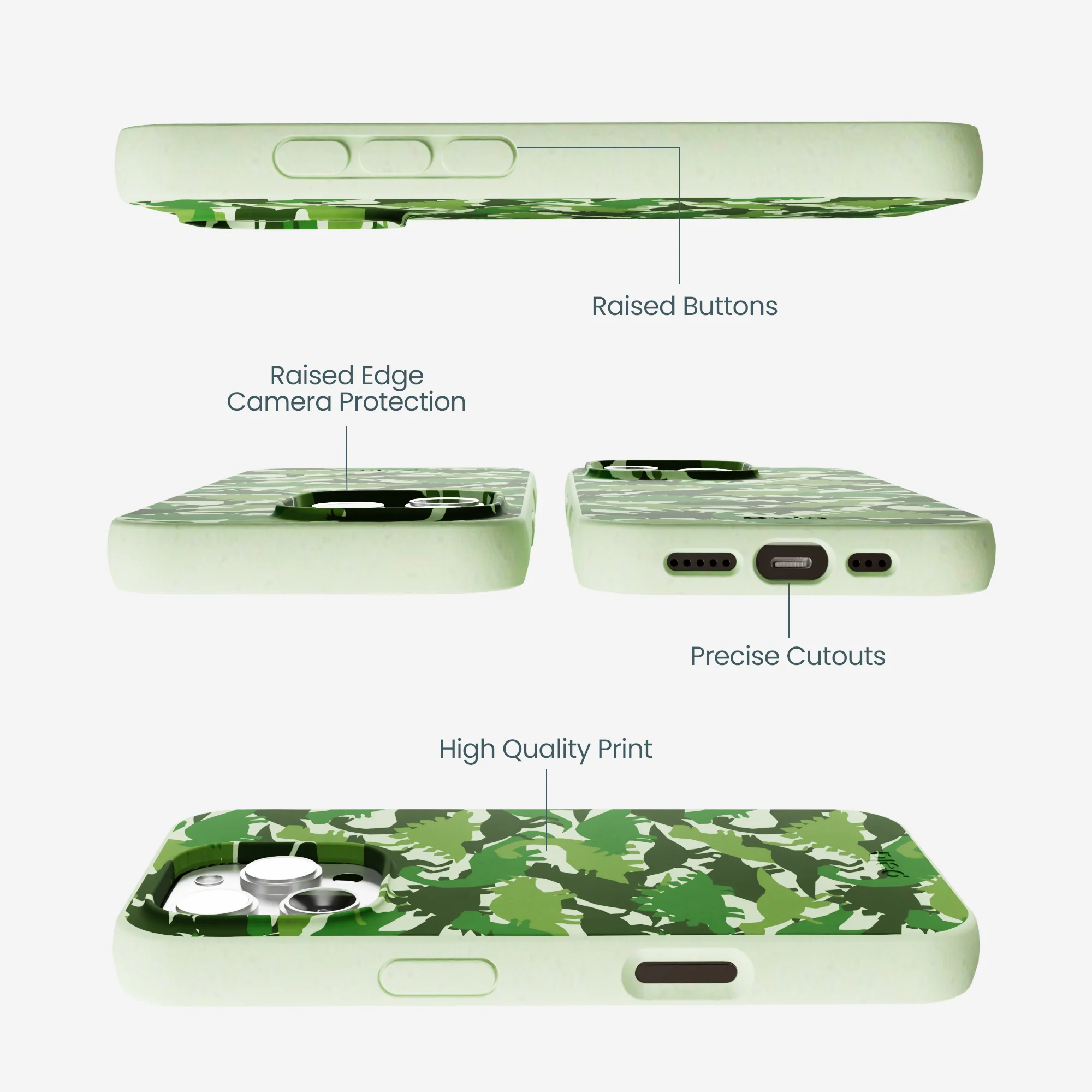 Sage Green Dino Camo iPhone 16 Pro Max Case - Image 3