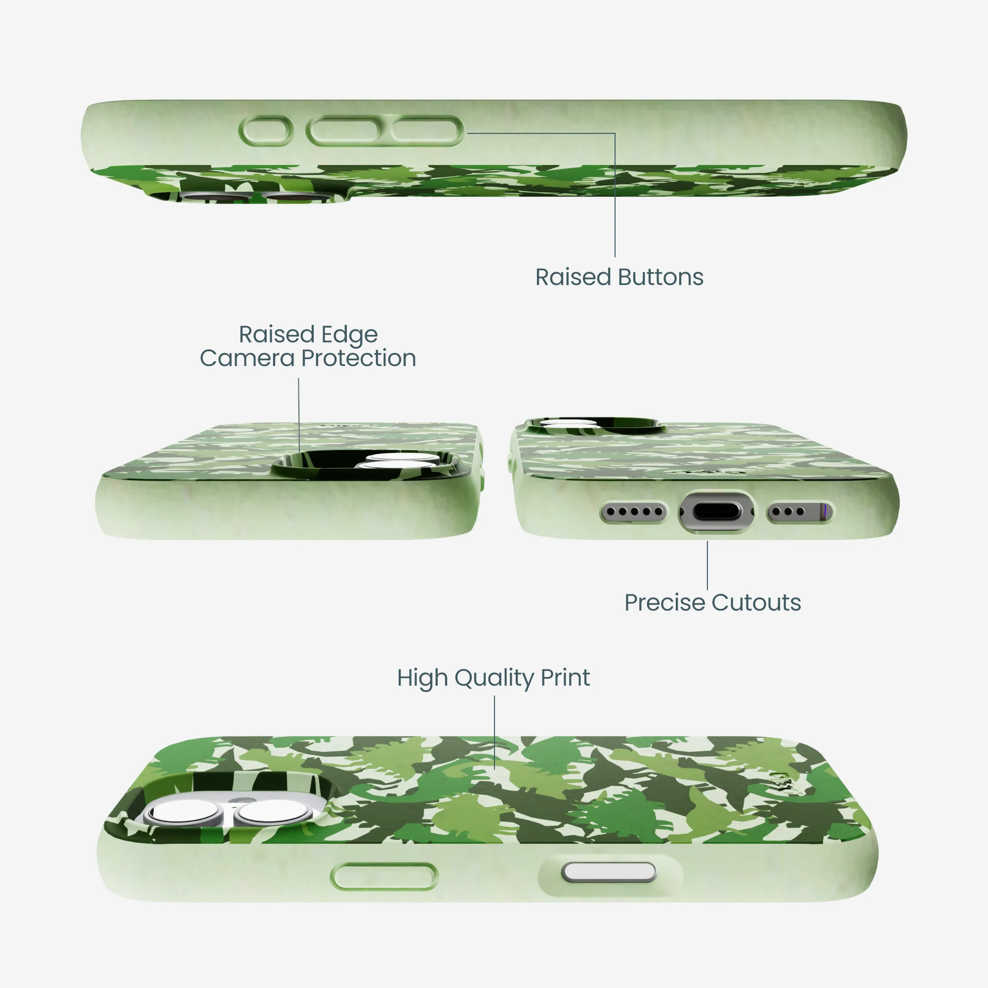 Sage Green Dino Camo iPhone 17 Case - Image 3