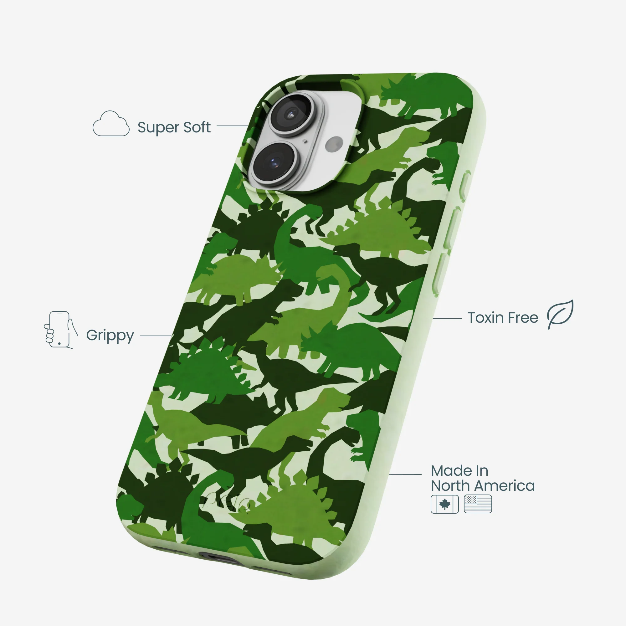 Sage Green Dino Camo iPhone 17 Case - Image 4