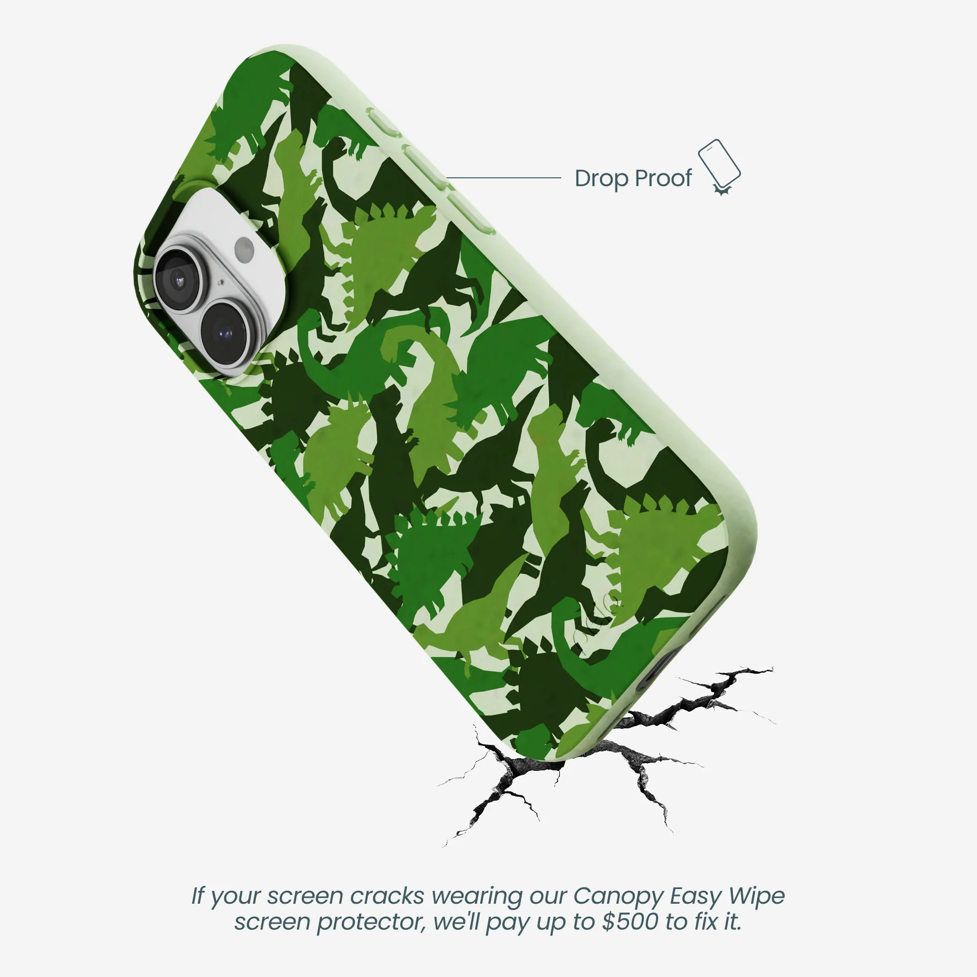 Sage Green Dino Camo iPhone 17 Case - Image 5