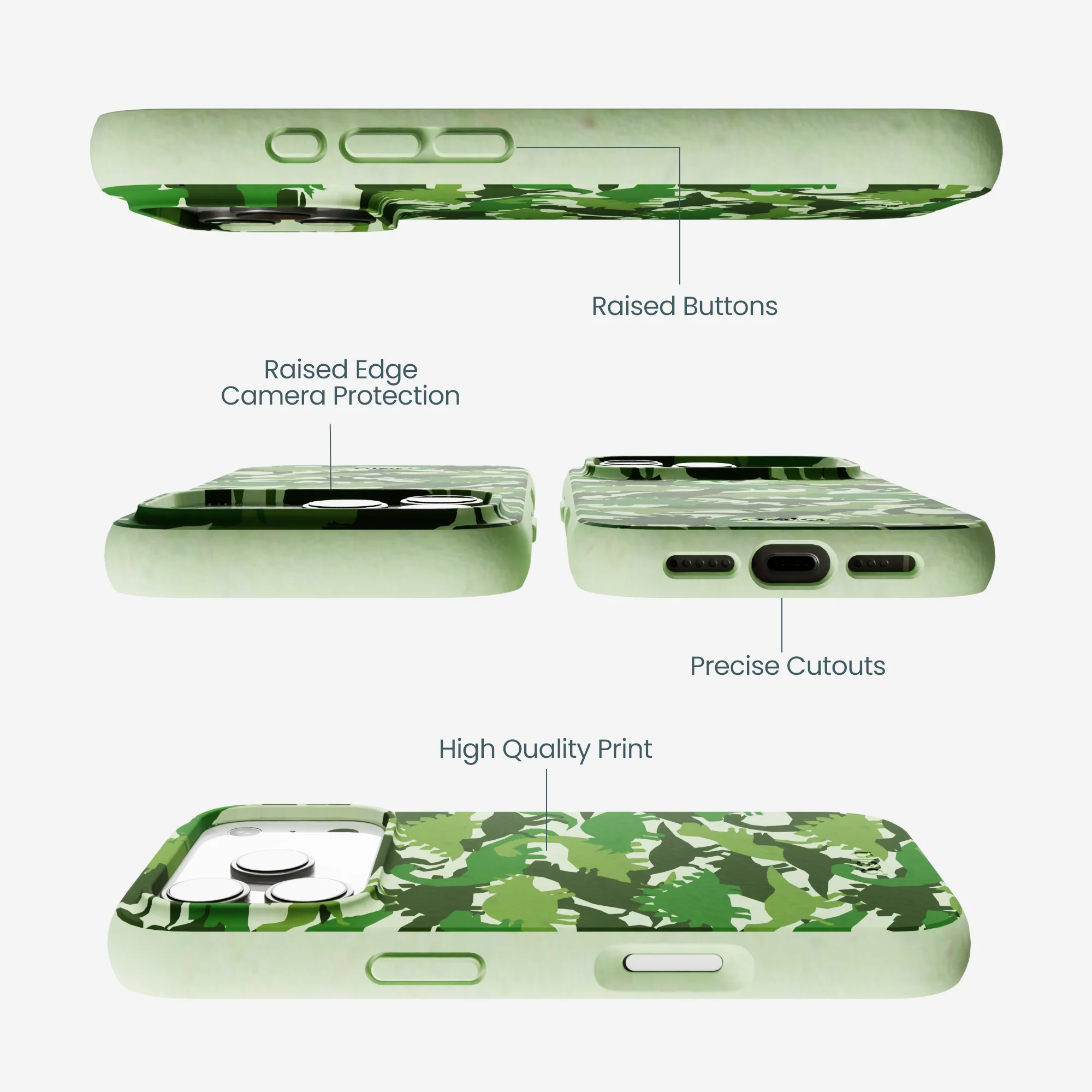 Sage Green Dino Camo iPhone 17 Pro Case - Image 3