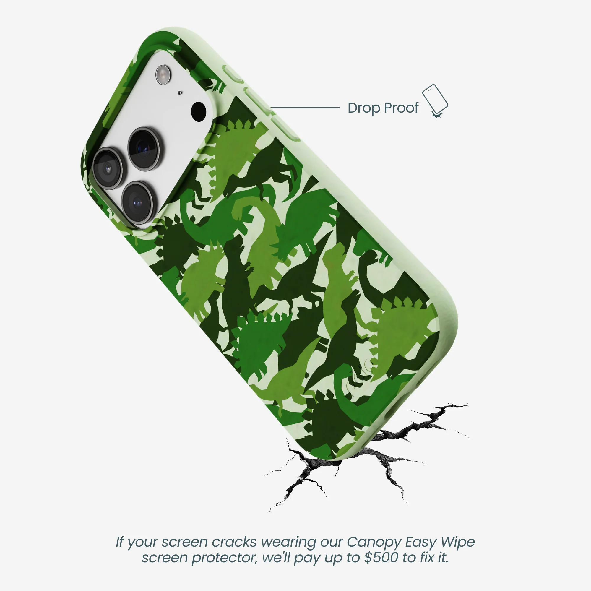 Sage Green Dino Camo iPhone 17 Pro Case - Image 5