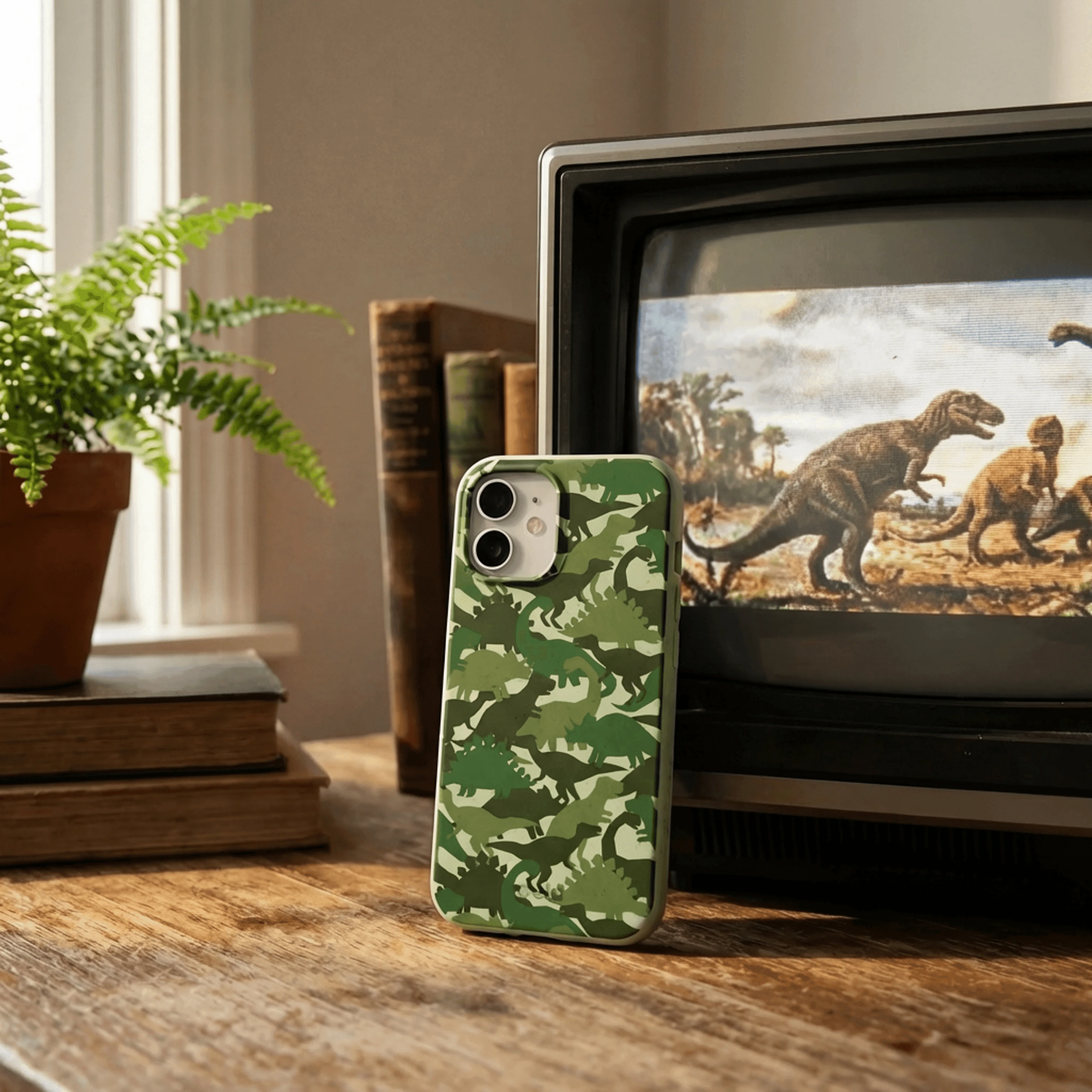 Sage Green Dino Camo iPhone Air Case - Image 2