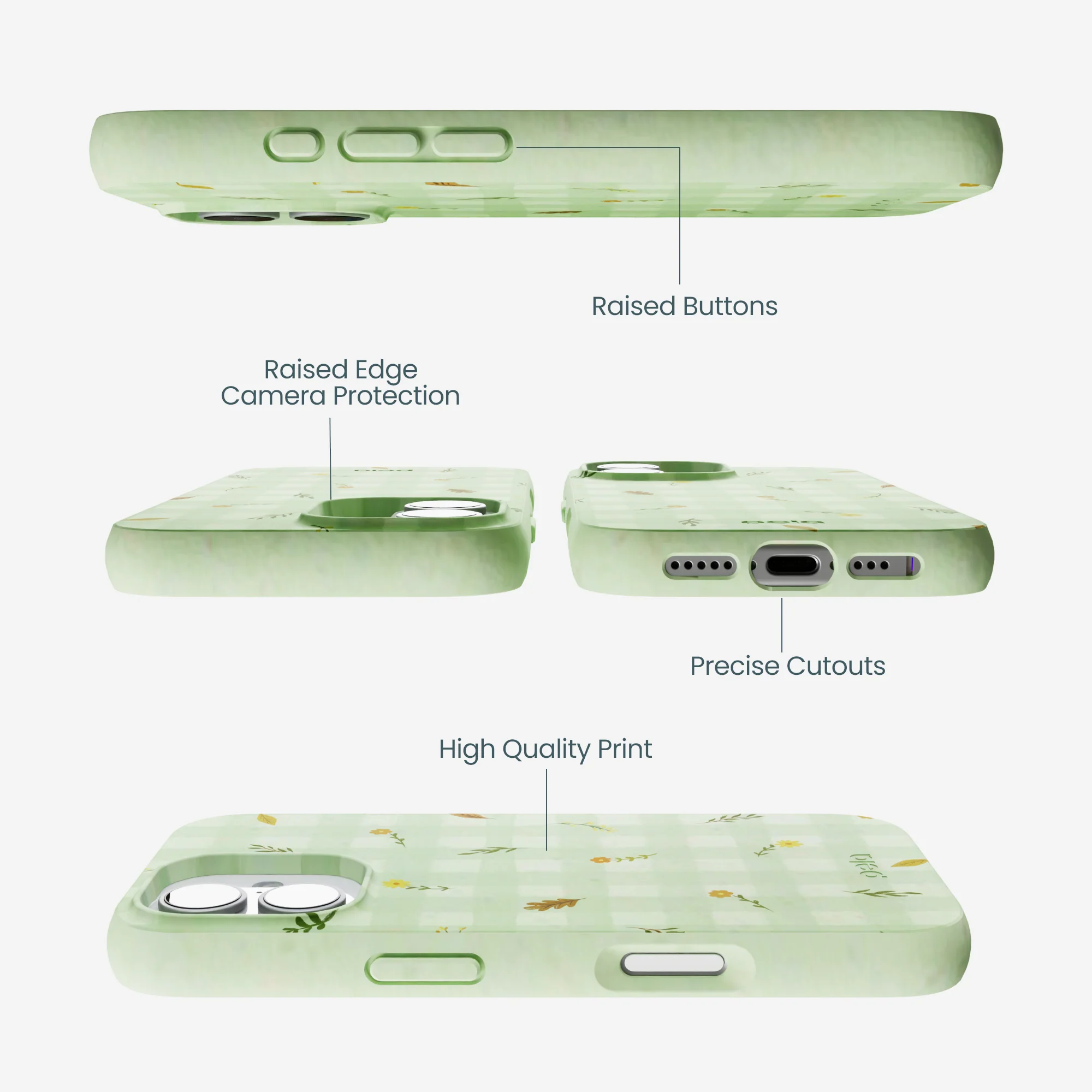 Sage Green Fall Gingham iPhone 17 Case - Image 3
