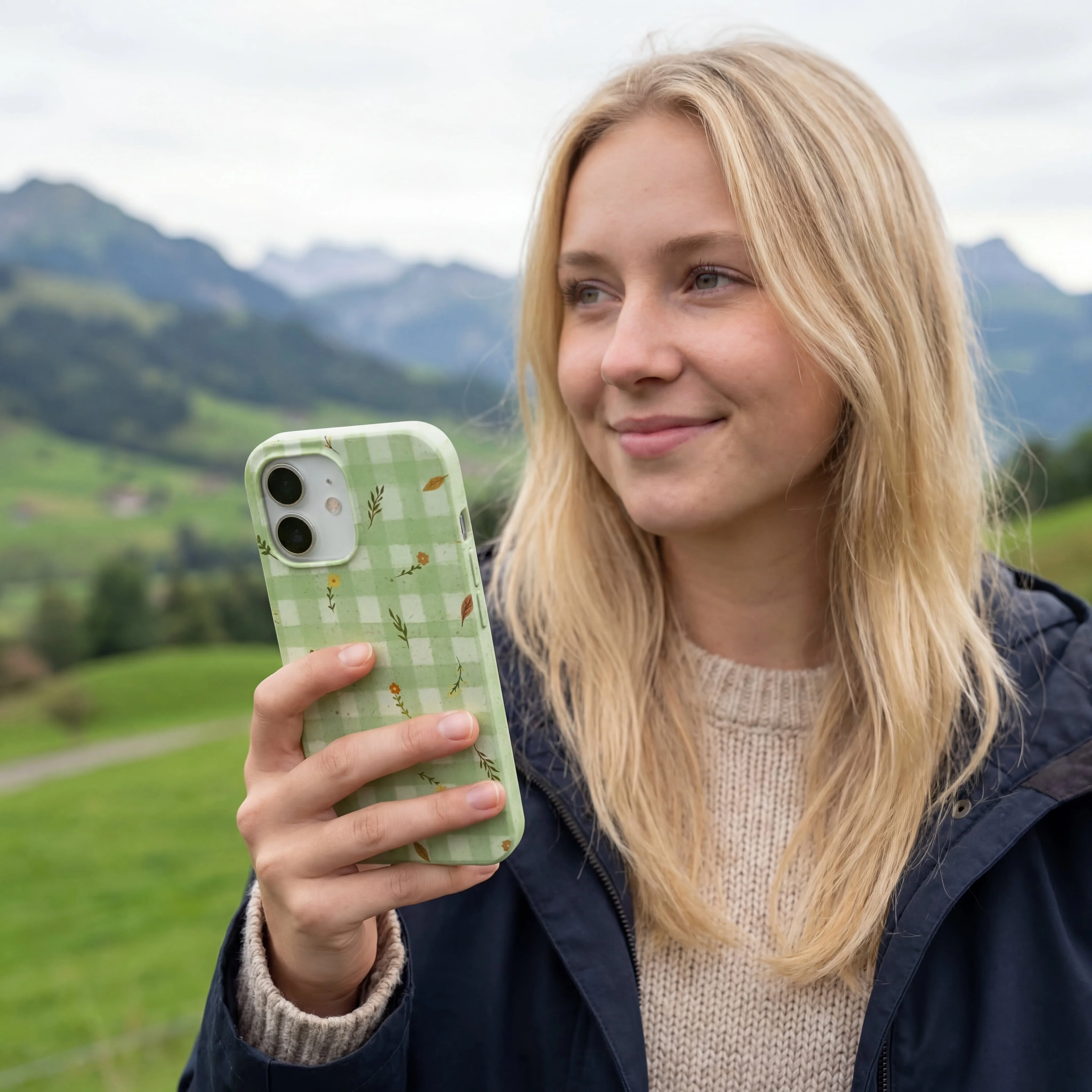 Sage Green Fall Gingham iPhone 17 Pro Case - Image 2