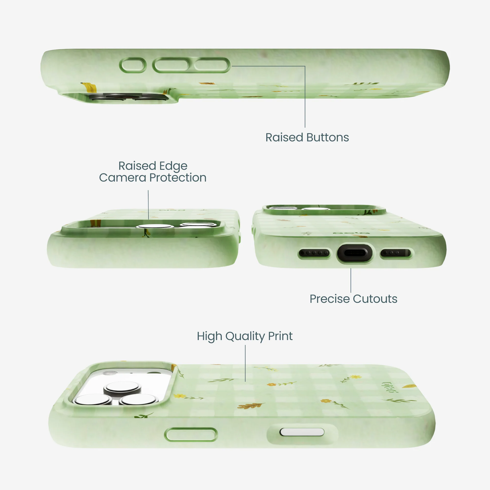 Sage Green Fall Gingham iPhone 17 Pro Case - Image 3